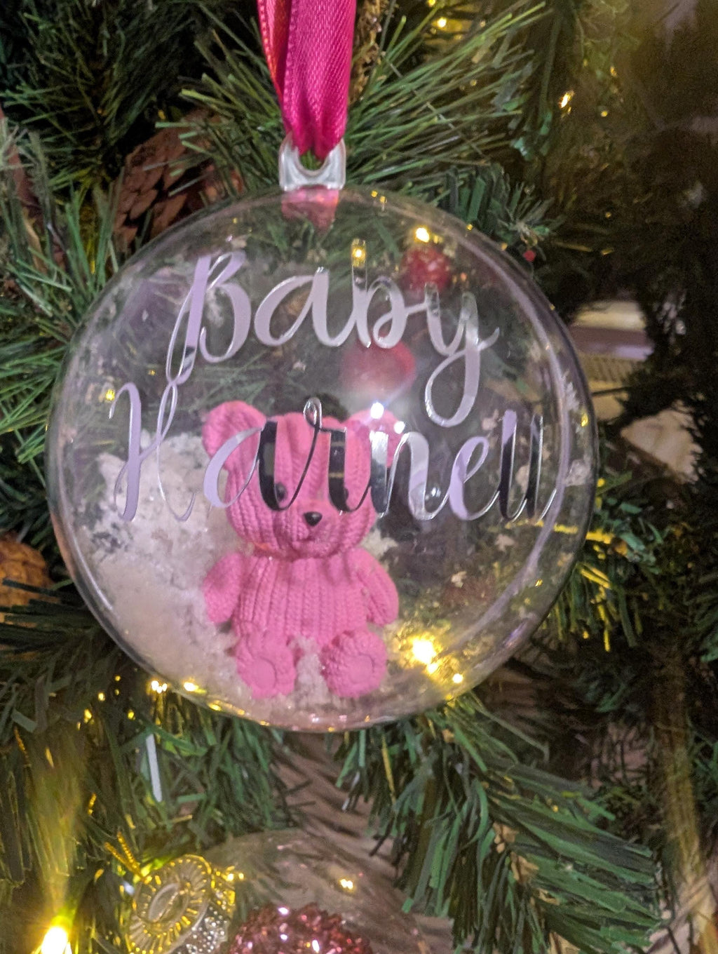 Personalised Bear Bauble, 1st Christmas Bauble, Personalised Decoration, Baby First Christmas Gift, Bear Christmas Bauble, Bear Bauble Gift