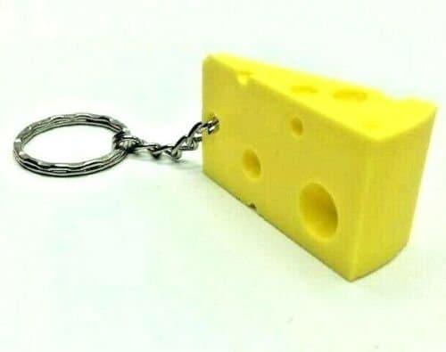 Swiss Cheese Style Keyring, Cheese Lovers Keyring, Keyring in the Shape of Cheese, Cheese Wedge Keyring, Cheese Charm, Food Keyring, Cheesy