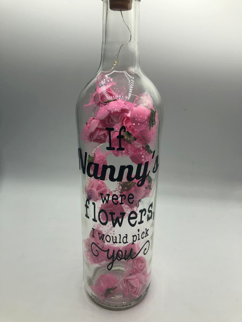 Nanny Roses Light Up Bottle, Gift for Nan for Mothers Day, Gift for Nan Birthday, If Nanny's Were Flowers Gift, Nan Christmas Gift, Best Nan