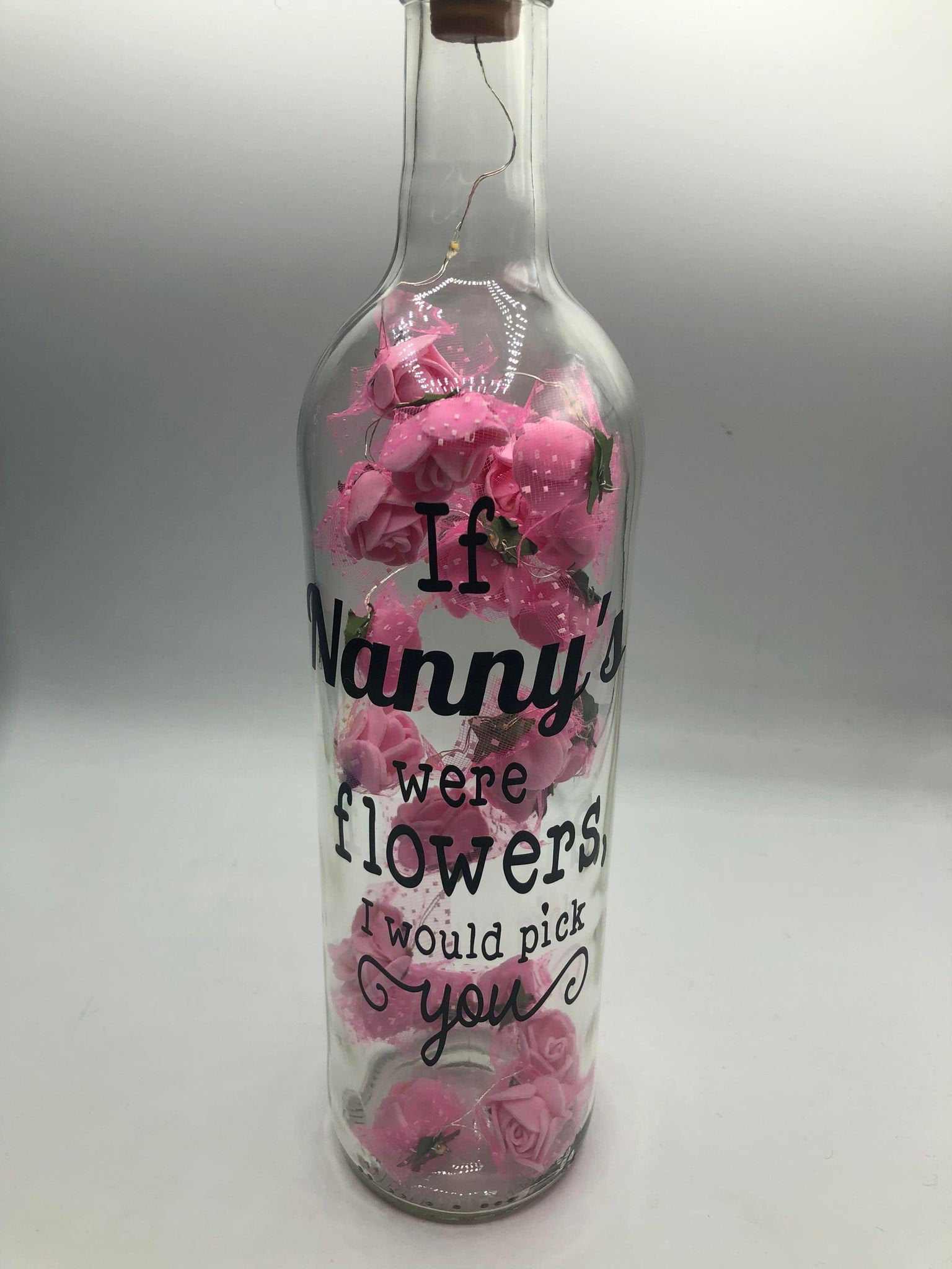 Nanny Roses Light Up Bottle, Gift for Nan for Mothers Day, Gift for Nan Birthday, If Nanny's Were Flowers Gift, Nan Christmas Gift, Best Nan