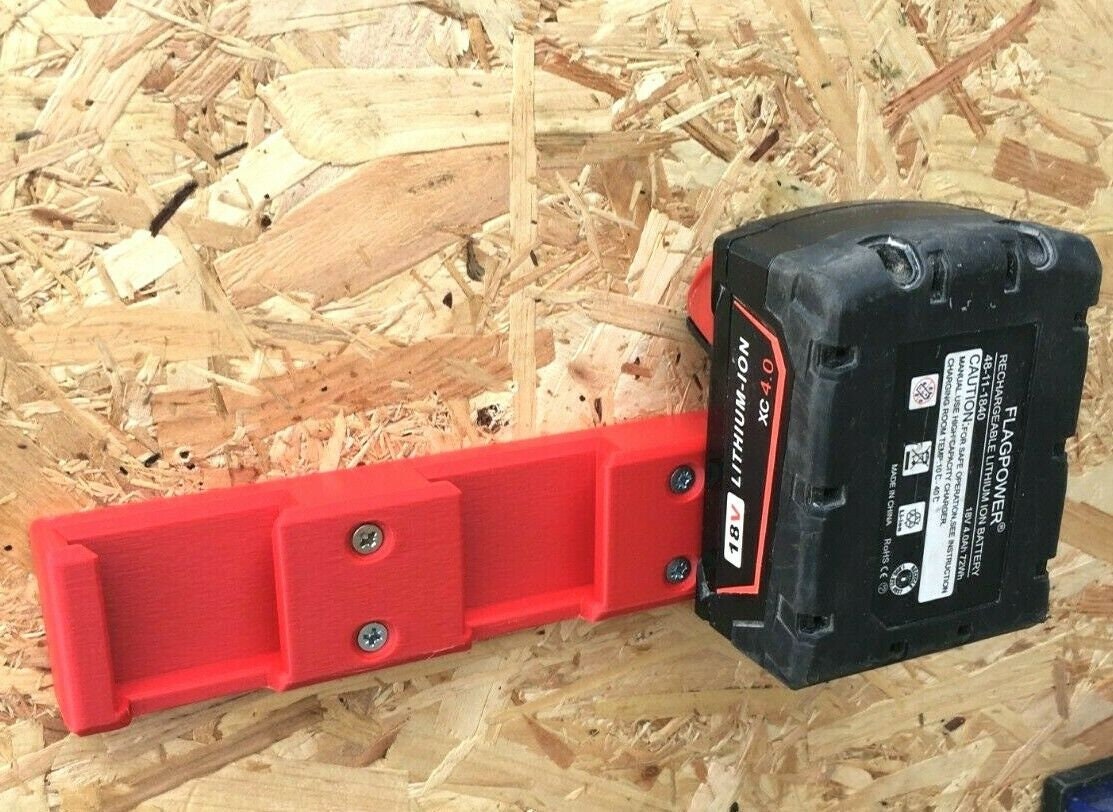 Triple Battery Wall Mount for Milwaukee M18 18v Batteries Battery Storage - Qty:1
