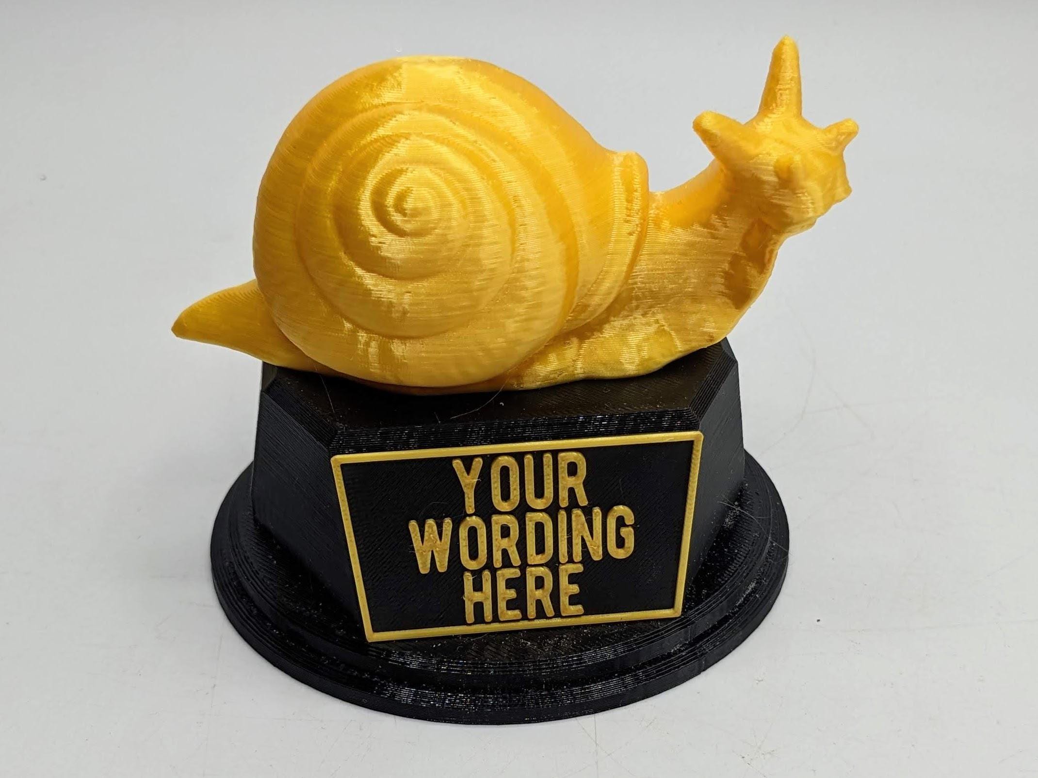 Personalised Snail Trophy / Snail Trophy / Slowest Person Award / Slow Gift / Funny Snail Award / Snail Joke Trophy / Gift for Someone Slow