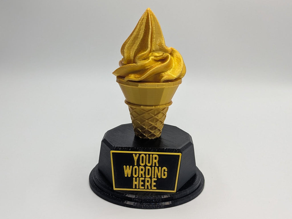 Personalised Ice Cream Trophy, Golden Cone Trophy, Custom Trophy, Swirled Ice CreamAward, Best Dessert Award, Ice Cream Award, Office Trophy