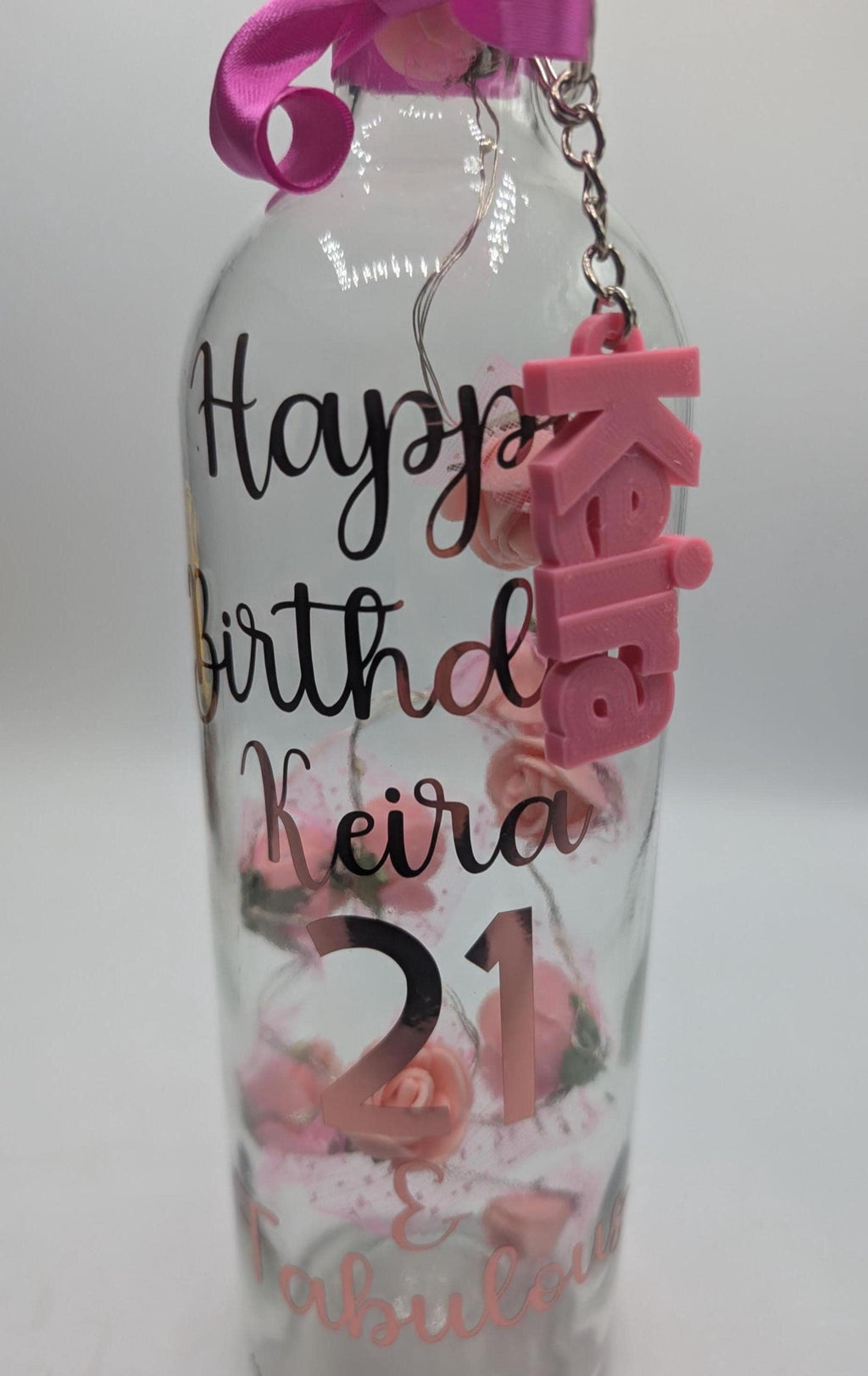 Personalised Light up Bottle, 21st Birthday For Her, Special 21st Gift, Milestone Birthday, 21 Birthday Present, Personalised Birthday Gift