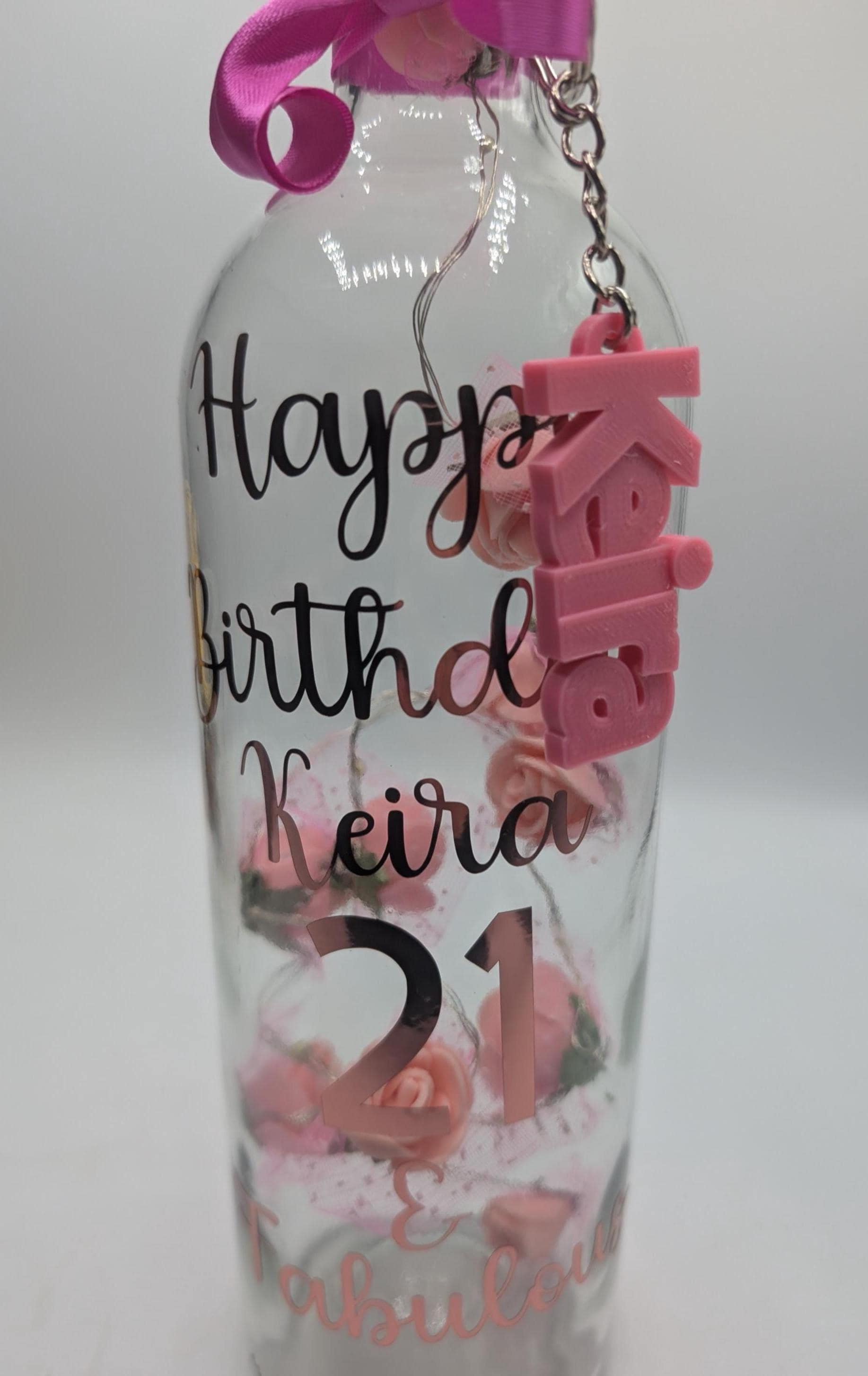 Personalised Light up Bottle, 21st Birthday For Her, Special 21st Gift, Milestone Birthday, 21 Birthday Present, Personalised Birthday Gift
