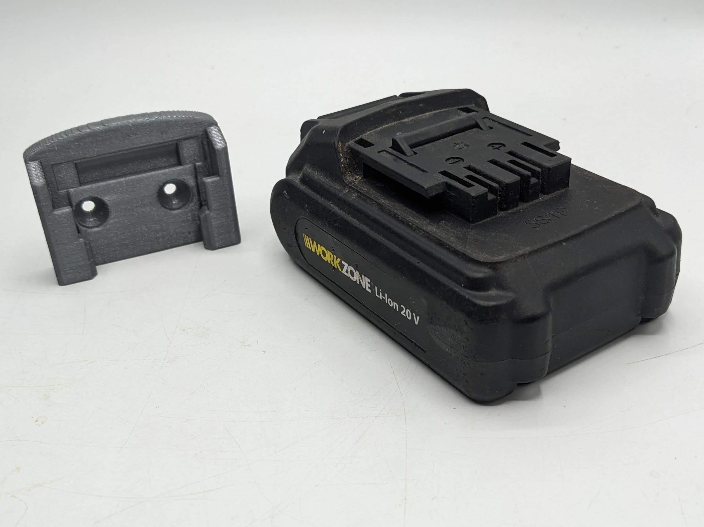 Workzone 20v Battery Wall / Undershelf Mount Holder for the Shed, Van or Workshop.  Price is for one battery holder.