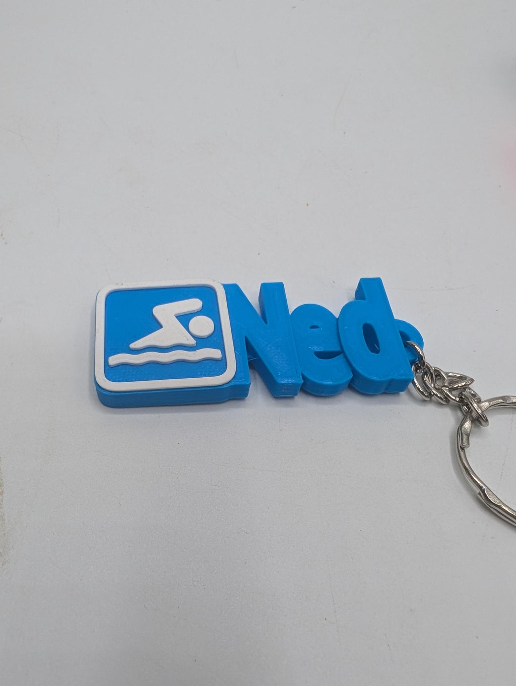 Swimming Bag Chunky Name Keyring, Swimming Bag Tag, Gift for a Swimmer, Swimming Keyring Gift, Under 5 Pound, Ready to Post Swimming Keyring