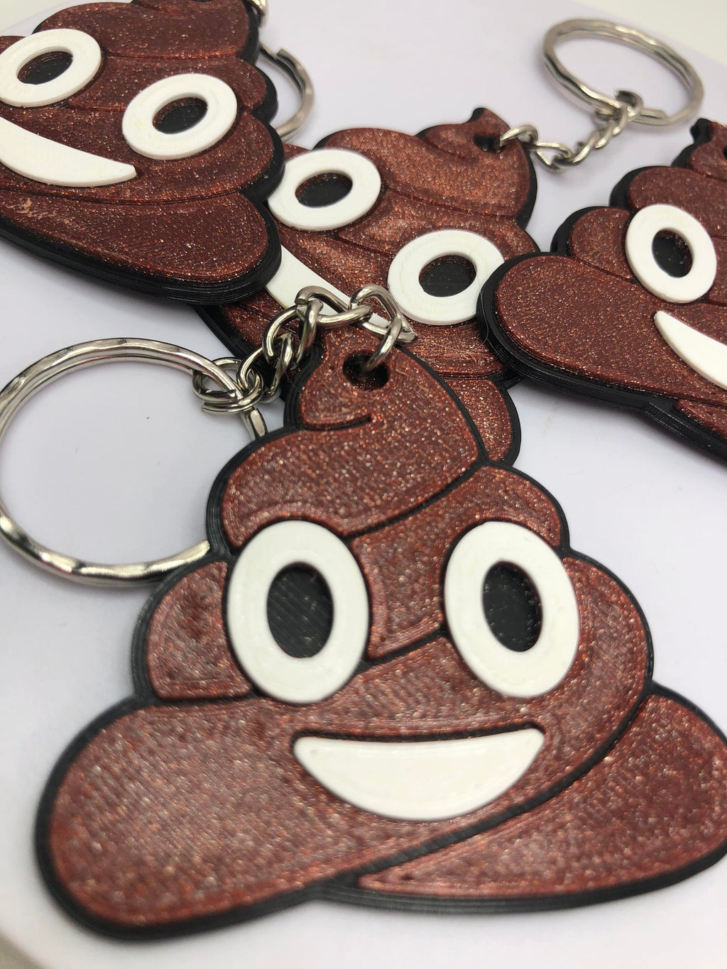 Sparkly Brown Poop Keyring / Smiling Pile of Poo Bag Tag / Poo Shaped Keyring / Poo Shaped Bag Tag / Novelty Poo Keyring / Poop Joke Keyring