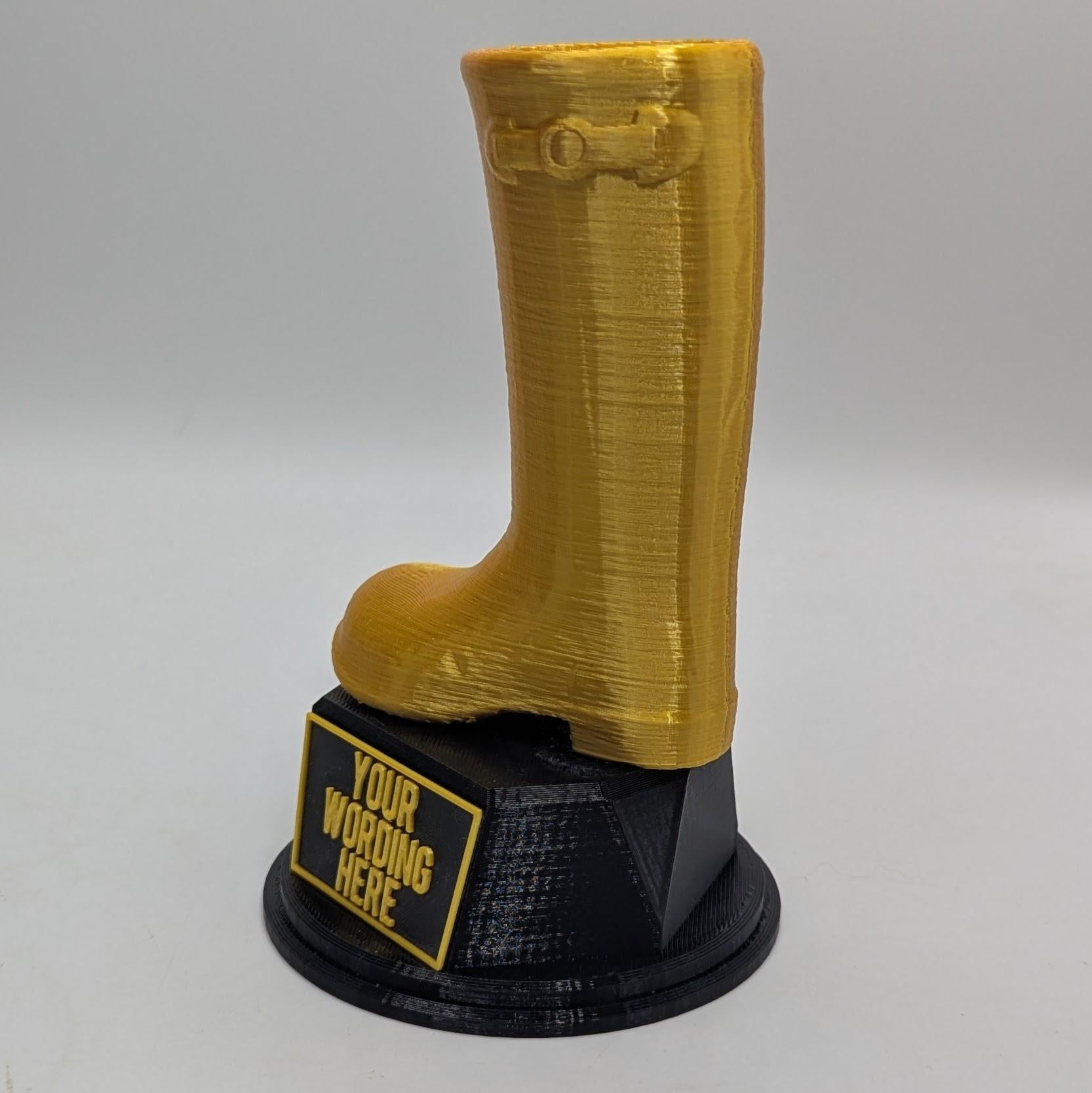Personalised Wellington Trophy, Welly Boot Trophy, Wellington Boot Award, Custom Trophy, Joke Trophy Award, Welly Boot Gift, Welly Wanging