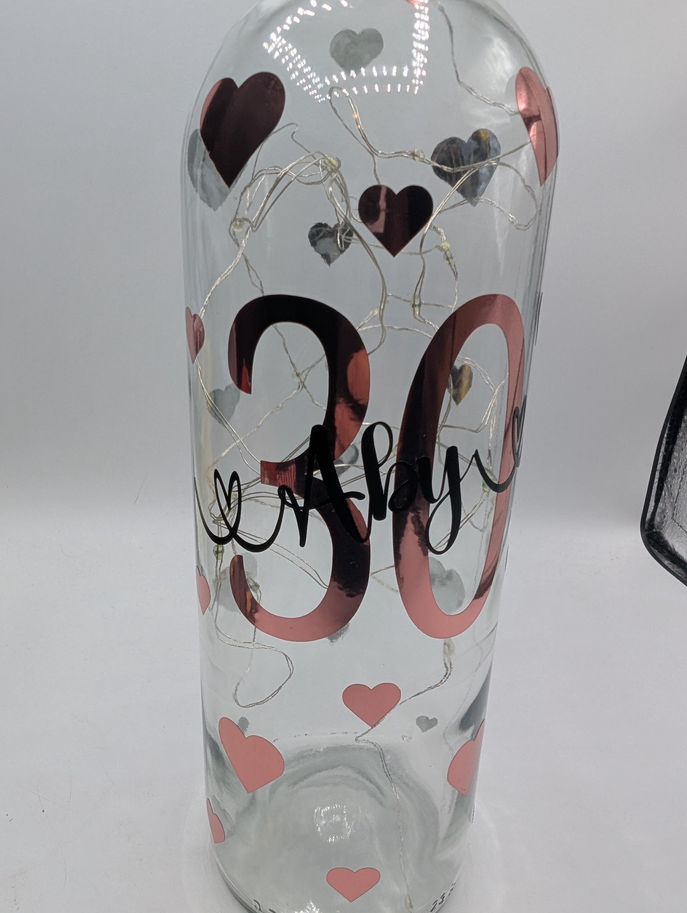 Personalised 30th Light Up Bottle, Milestone Birthday, Special Birthday Gift, 30th Birthday Keepsake, Special 30th Present, Custom Age &amp; Name A Beautiful keepsake for a Special Birthday