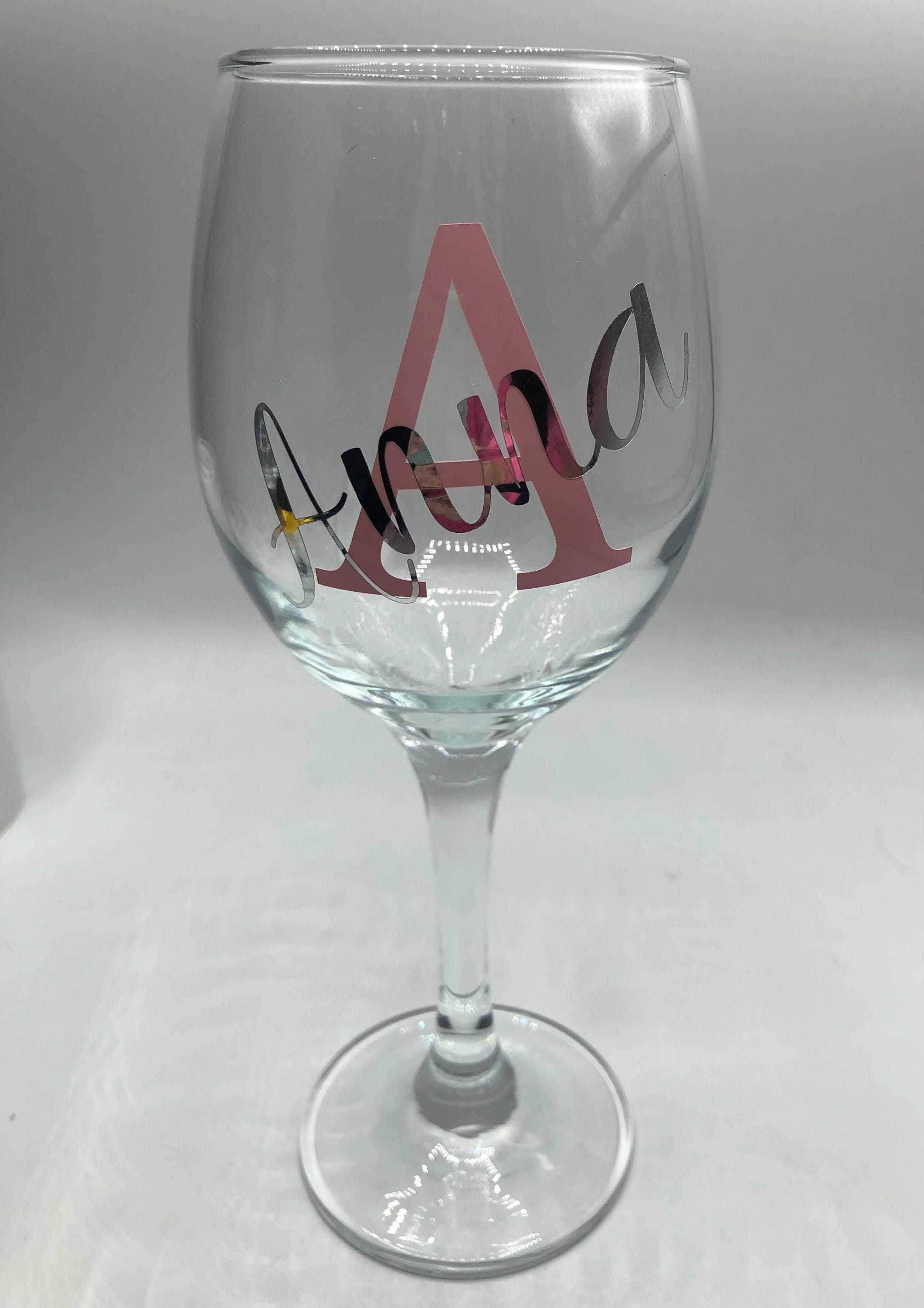 Personalised Glass Initial & Name / Name Glass/Initial, Birthday Gift, Valentines Day Gift, Christmas Gift,  Mothers Day Gift, Teacher Gift