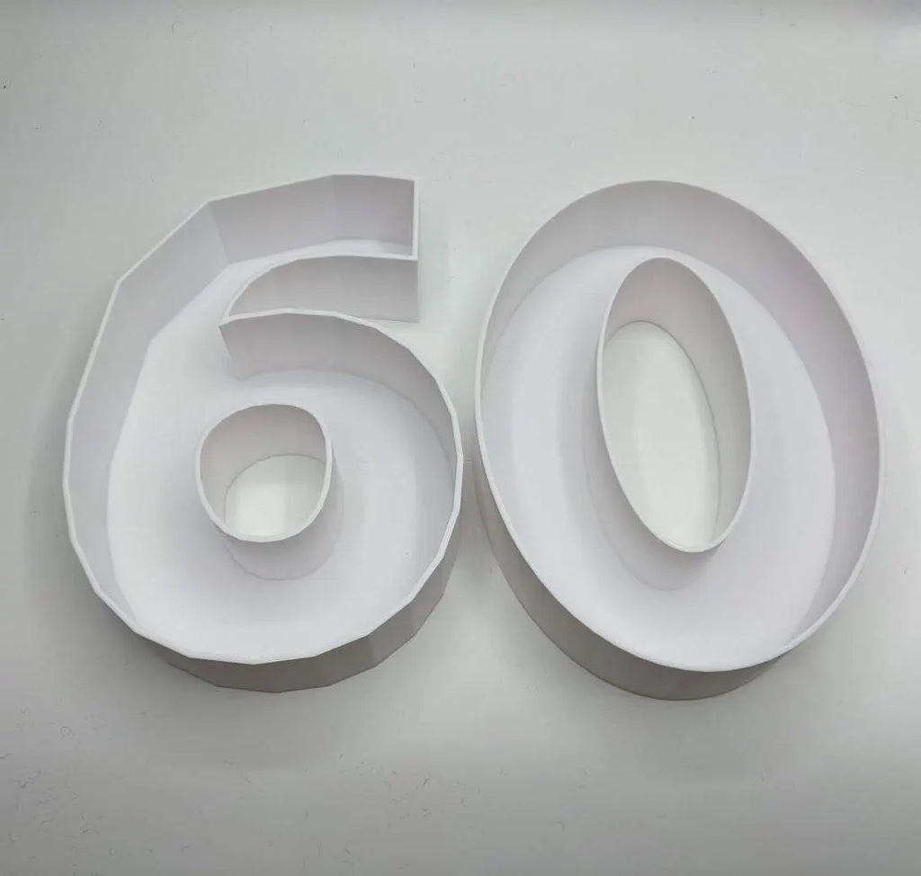 60th Birthday Cake Decoration, Large Numbers (8.5") for Sweet filling Birthday Cake Alternative, Birthday Party Display, 60th Birthday Decor