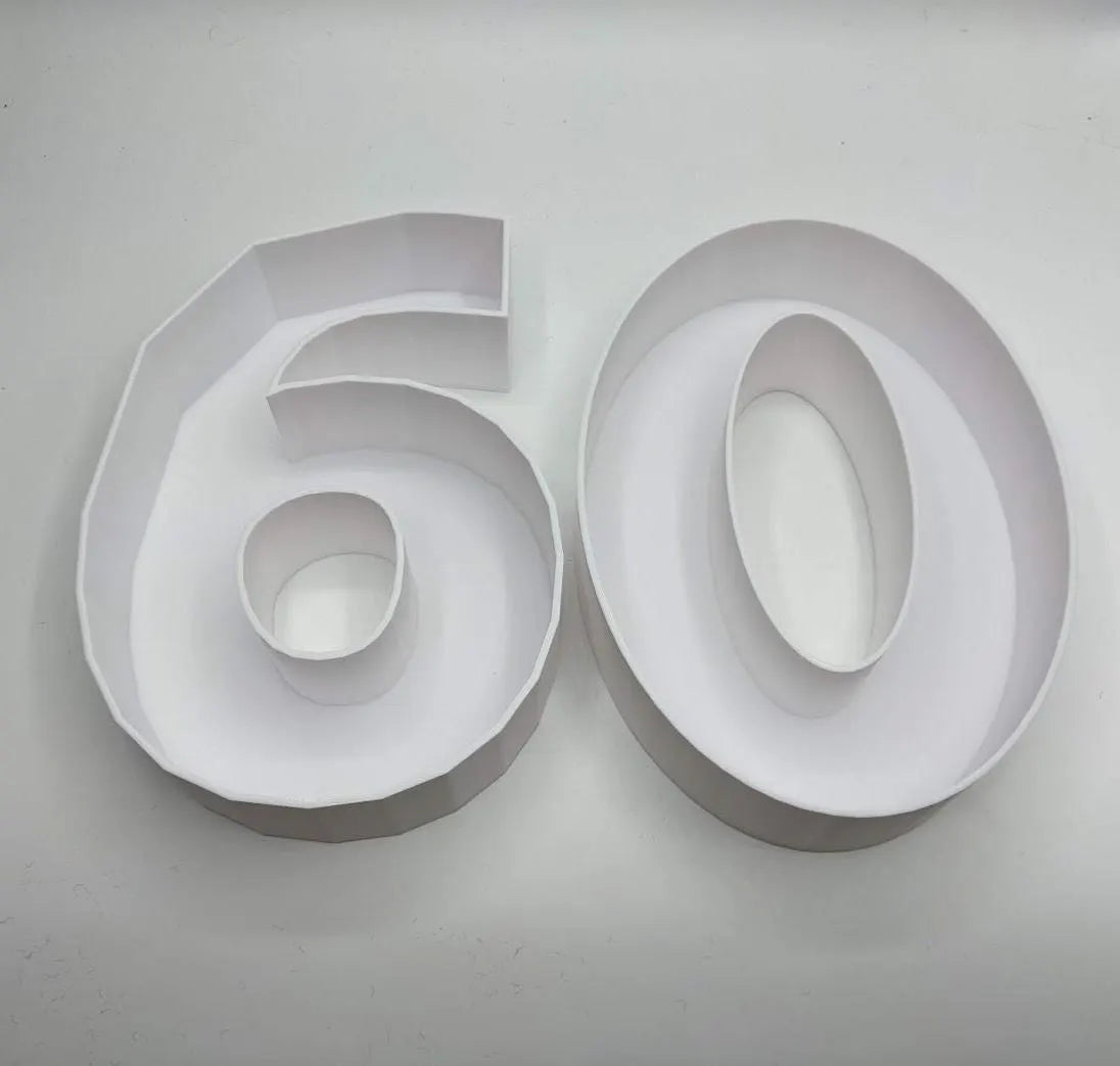 60th Birthday Cake Decoration, Large Numbers (8.5") for Sweet filling Birthday Cake Alternative, Birthday Party Display, 60th Birthday Decor