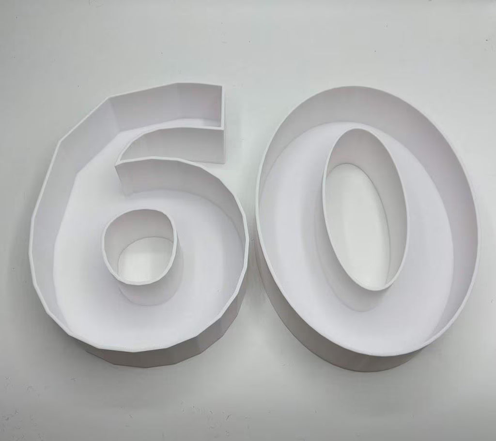 60th Birthday Cake Decoration, Large Numbers (8.5") for Sweet filling Birthday Cake Alternative, Birthday Party Display, 60th Birthday Decor