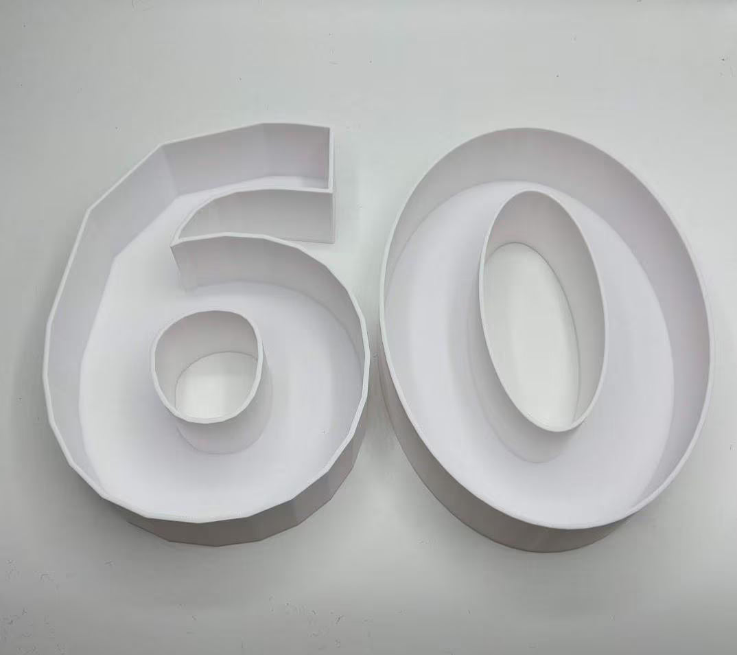 60th Birthday Cake Decoration, Large Numbers (8.5") for Sweet filling Birthday Cake Alternative, Birthday Party Display, 60th Birthday Decor