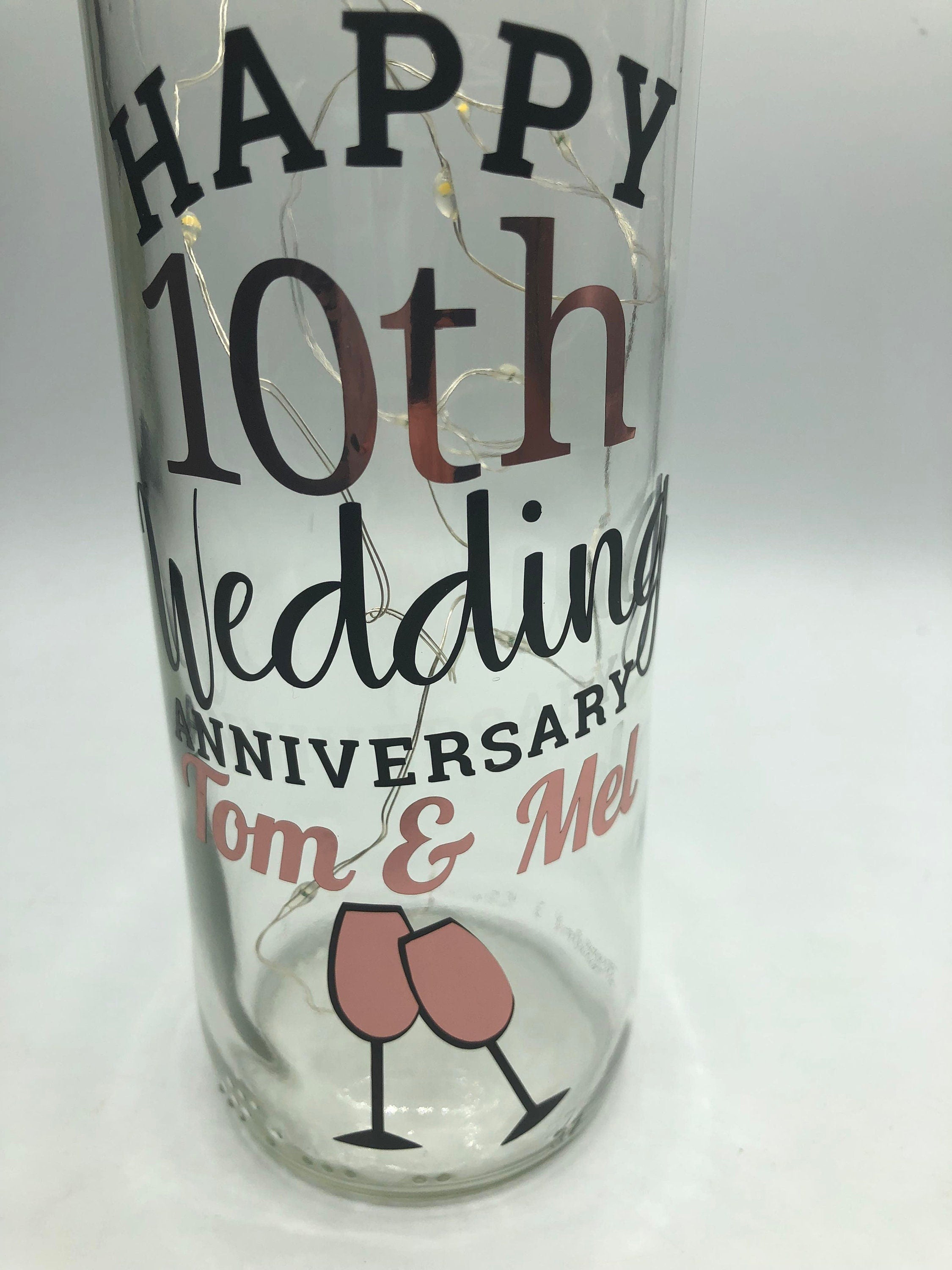 Personalised Wedding Anniversary Gift, Anniversary LED Bottle, Anniversary Milestone Gift, Personalized Anniversary, Golden Anniversary
