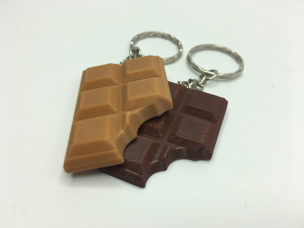 Chocolate Bar Style Keyring / Chocoholic Keyring / Chocolate Lovers Gift / Chocolate Bar Bite Taken Out / Imitation Chocolate Bar Keyring