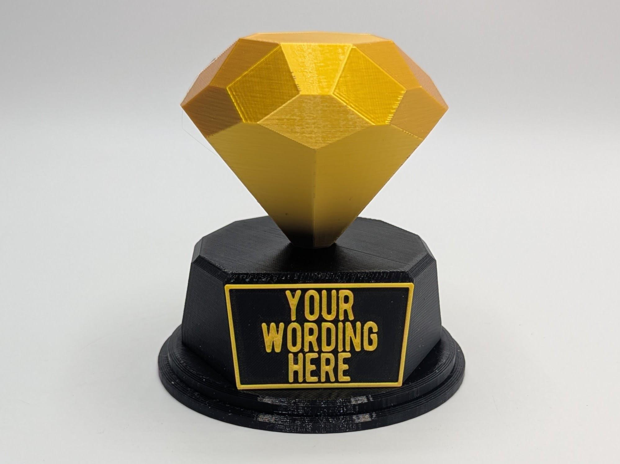 Personalised Diamond Trophy, Diamond Wedding Gift, Fun Trophy, Diamond Award, You're a Diamond Trophy, Gift for Diamond Lover, Diamond Gift