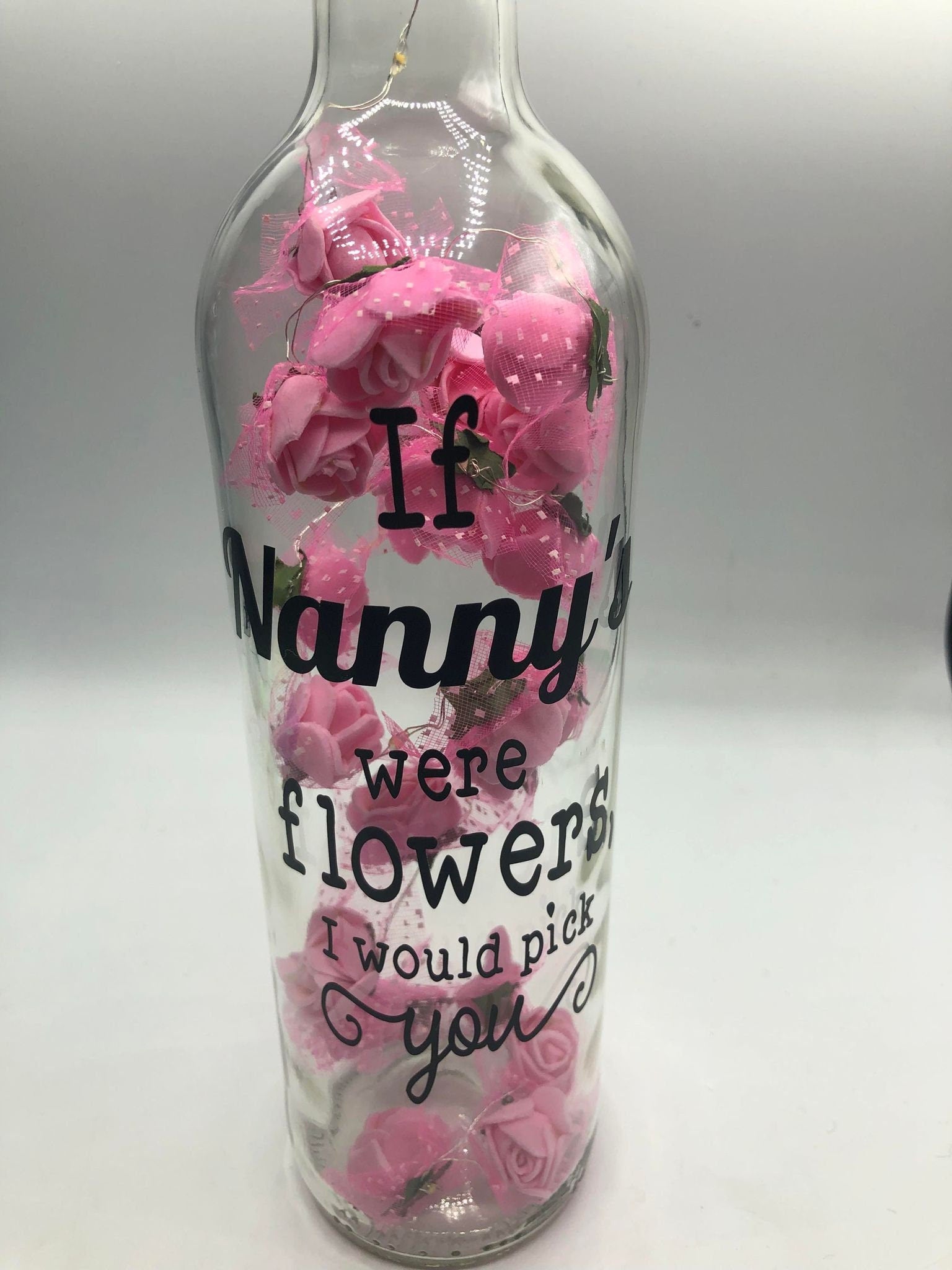 Nanny Roses Light Up Bottle, Gift for Nan for Mothers Day, Gift for Nan Birthday, If Nanny's Were Flowers Gift, Nan Christmas Gift, Best Nan