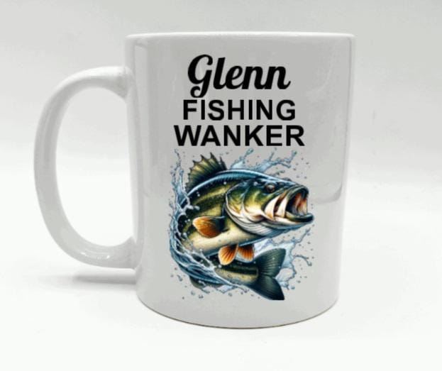 Personalised Fishing Wanker Mug, Gift for Fisherman, Personalised Fishing Gift, Funny Fishing Mug, Joke Fishing Gift, Angler Fishing Gift