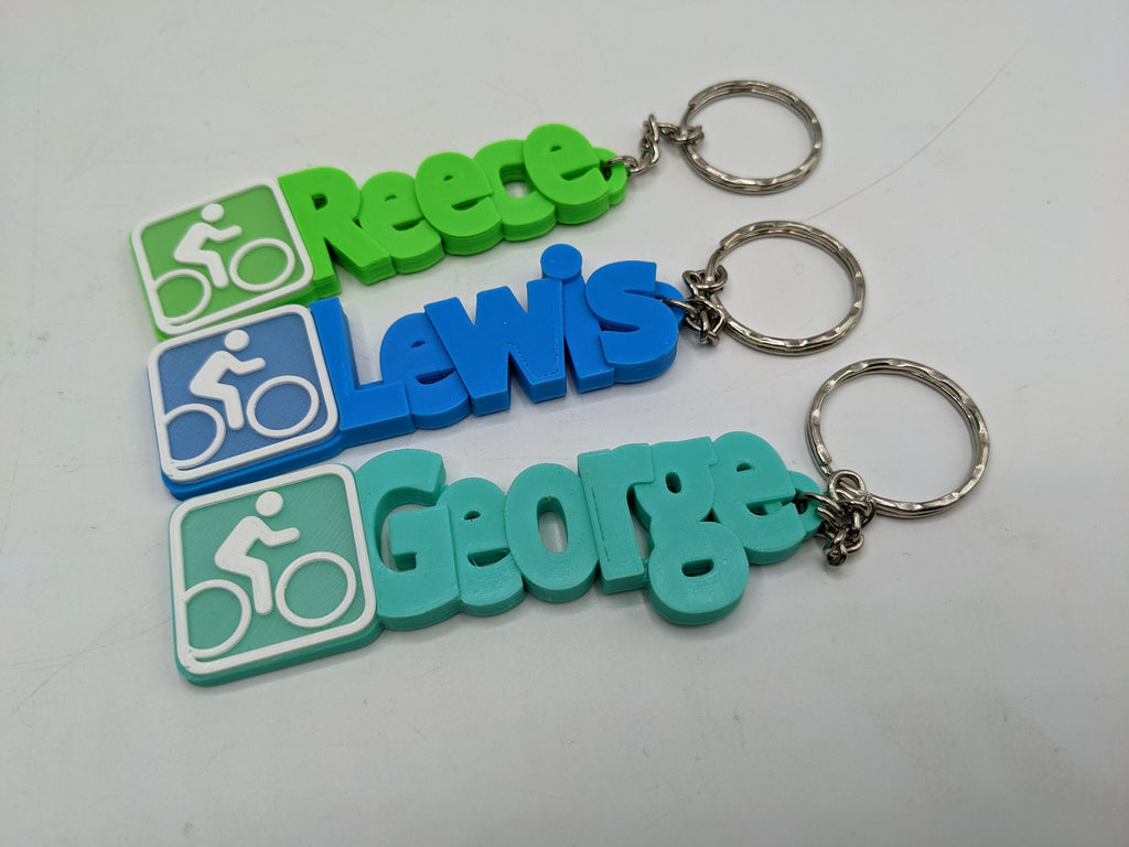 Personalised Cycling Keyring, Cycling Bag Tag, Gift for a Cycler, Cycling Keyring Gift, Cycling Gift, Biker Keyring, Mountain Biker Keyring