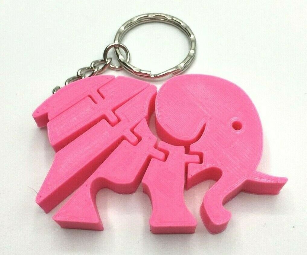 Flexible Elephant Keyring, Pink Elephant, Sensory Elephant, Articulated Elephant, Elephant Moving Keyring, Under 5 Pound Gift, Elephant Tag