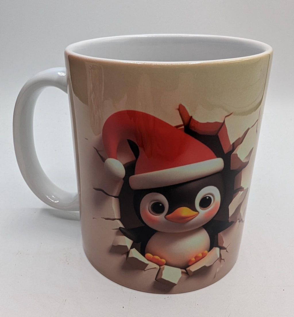 Christmas Penguin 3D Mug, Funny Penguin Mug, Christmas Hot Chocolate Mug, Penguin Christmas Gift, Gift For Her, Gift for Him, Penguin Mug