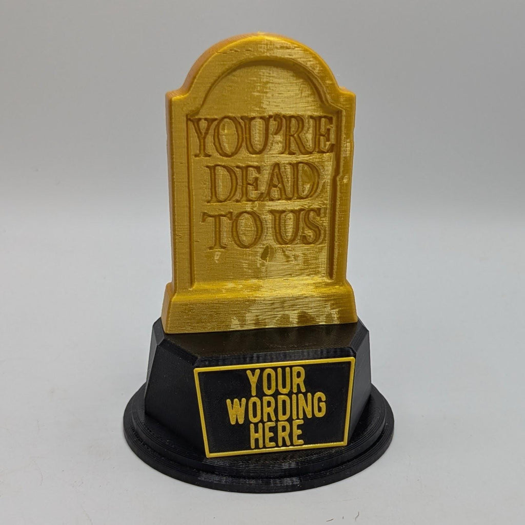 Personalised Dead To Us Trophy, Grave Stone Award Gift, Grave Stone Joke Gift, Custom Trophy Award, Novelty Dead To Us Award, Gravestone