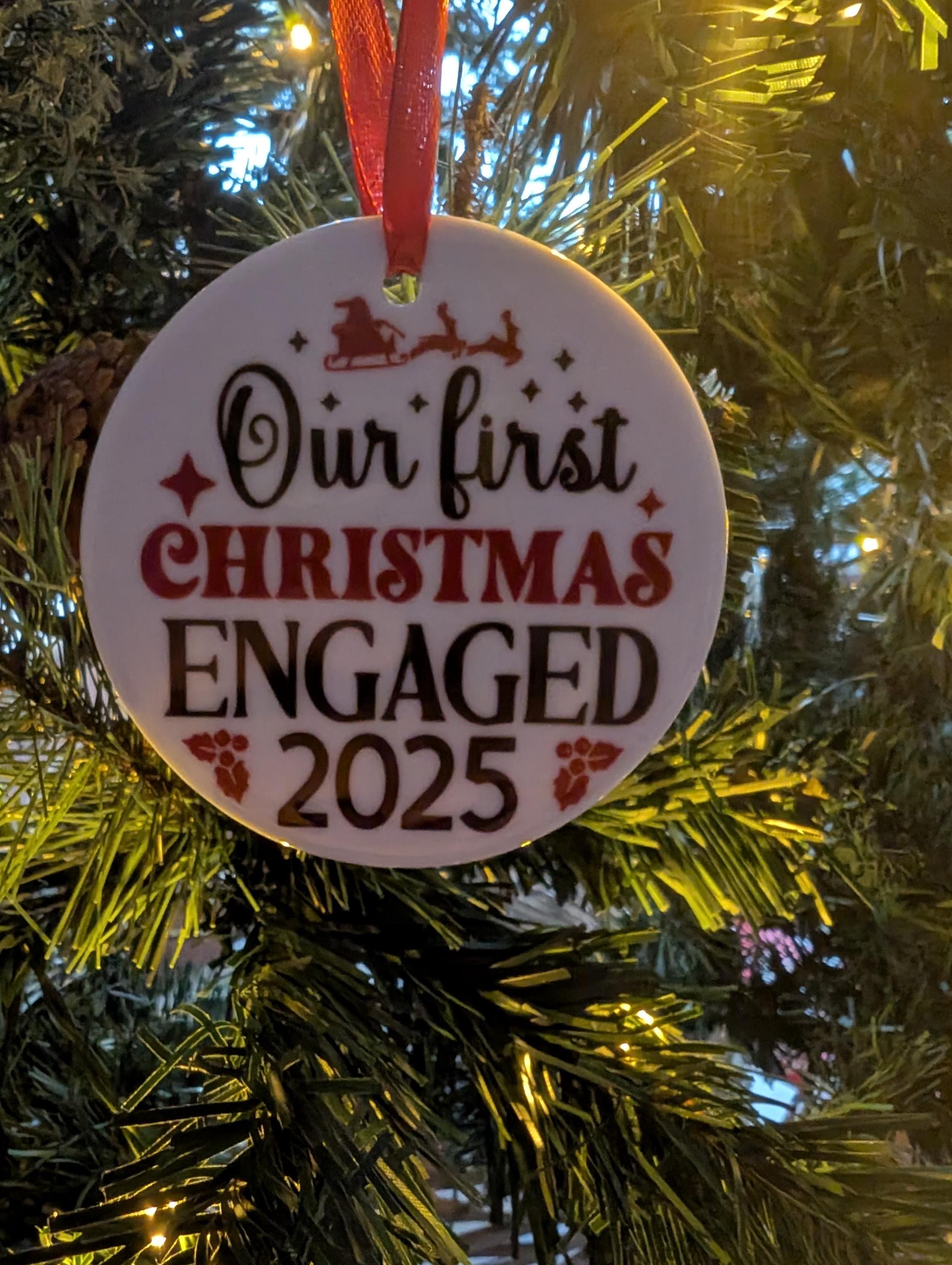 First Christmas Engaged Bauble, Engagement Bauble, Couple Christmas Gift, Engagement Gift,   Our First Christmas, Recently Engaged Christmas