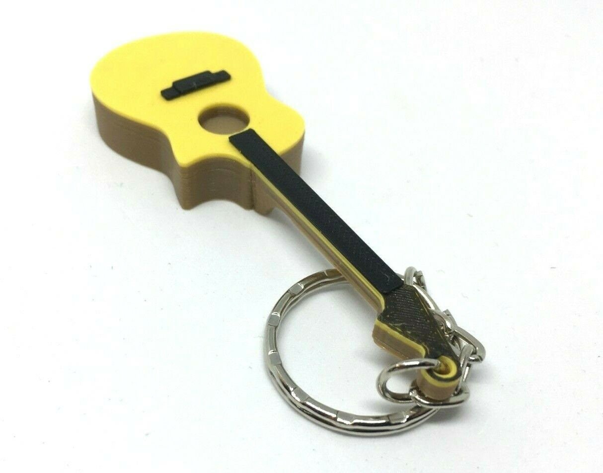 Acoustic Guitar Keyring / Acoustic Guitar Bag Tag / Guitar Shaped Keyring / Gift for Guitarist / Gift for Music Teacher / Guitar Bag Tag