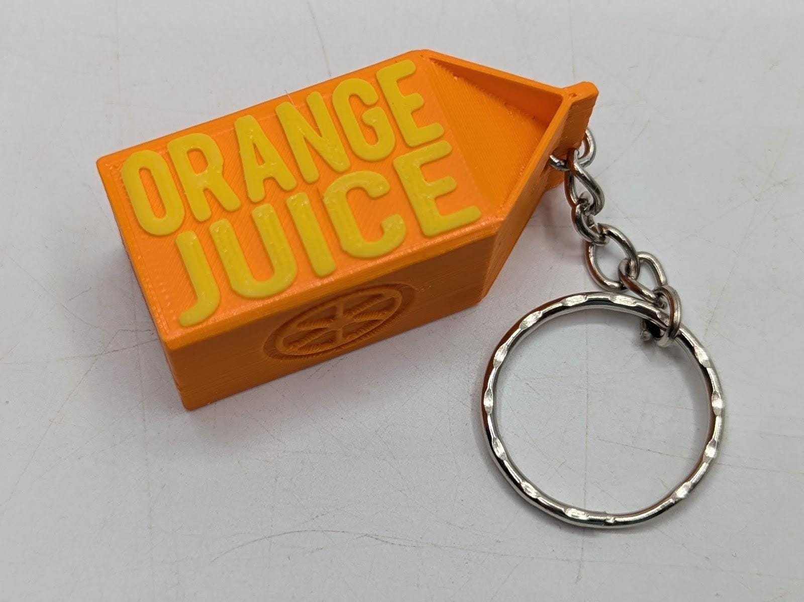 Orange Juice Keyring, Orange Juice Lover Gift, Food Keyring Gift, Orange Juice Carton Keychain, Orange Juice Novelty Gift, Fruit Keyring
