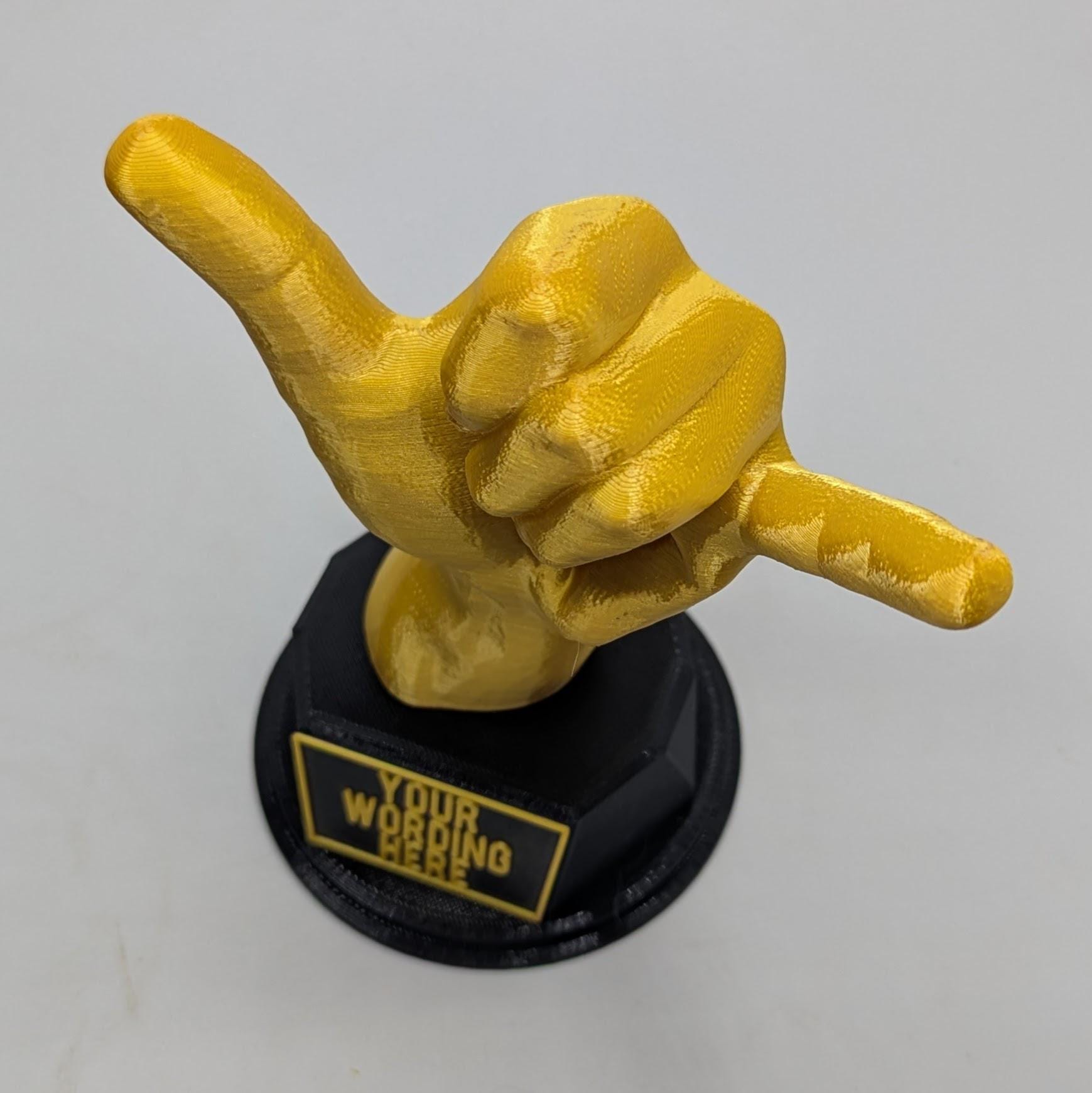 Personalised Shaka Hand Trophy, Shaka Award Gift, Custom Trophy Gift, Funny Shaka Hand Award. Trophy, Shaka Hand Gift, Shaka Hand Trophy