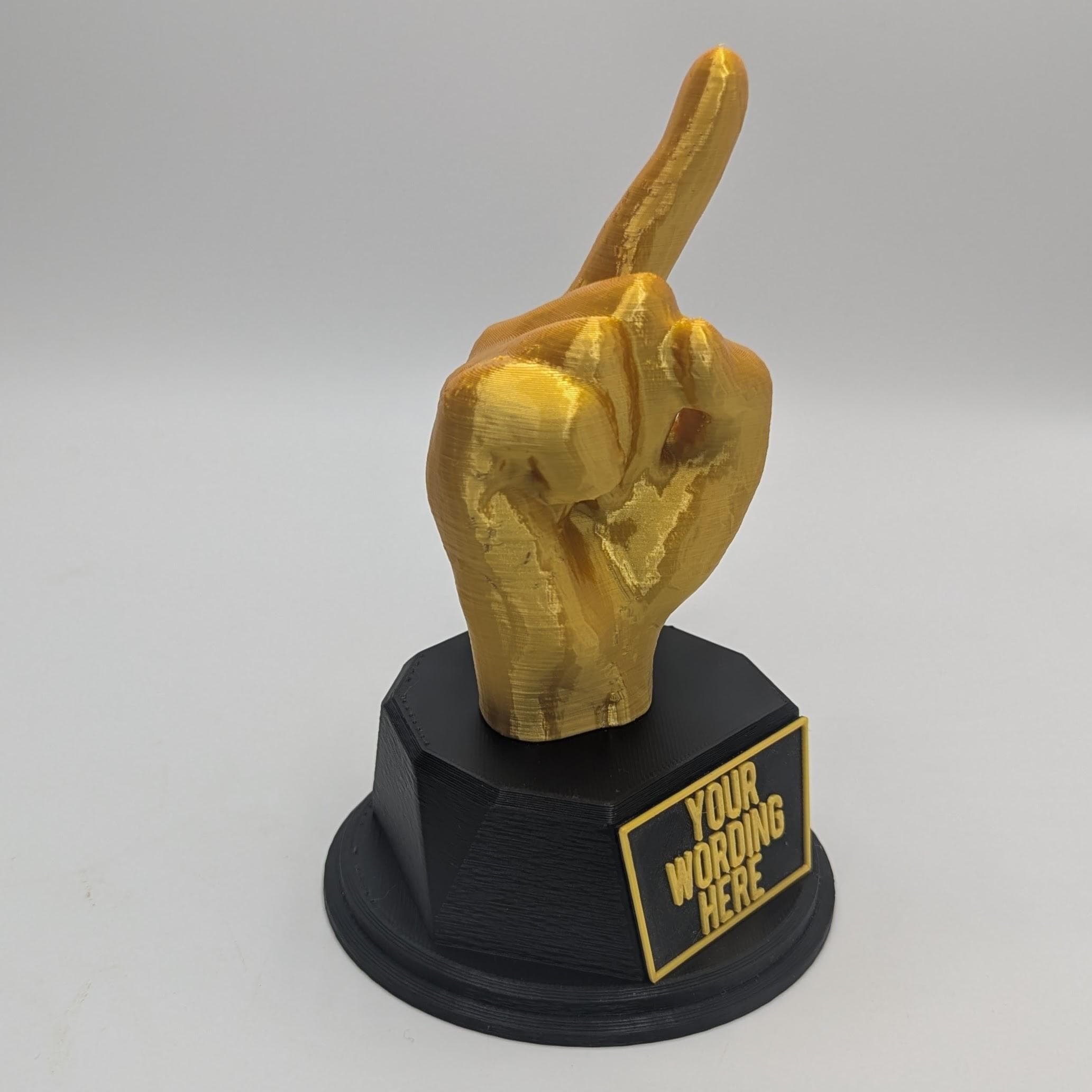 Personalised Pointy Finger Trophy, Finger Trophy, Index Finger Trophy, Joke Finger, Pointing Trophy, Office Award, Gift to friend Joke Award