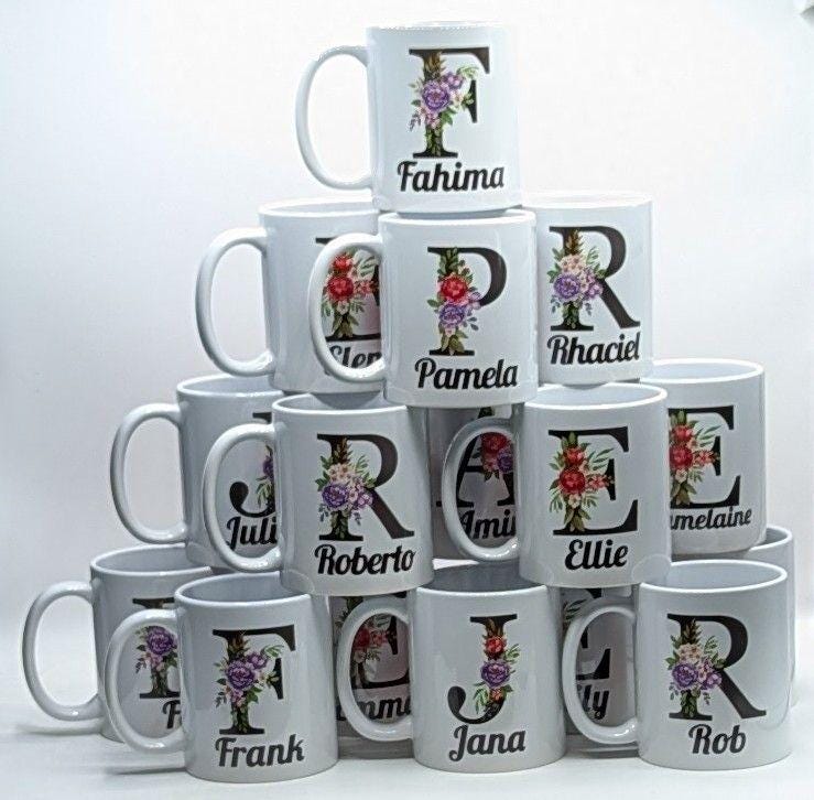Personalised Name & Initial Mug / Floral Personalised Gift / Birthday Gift / Best Friend Gift / Custom Mug / Initial Mug / Birthday /Wedding
