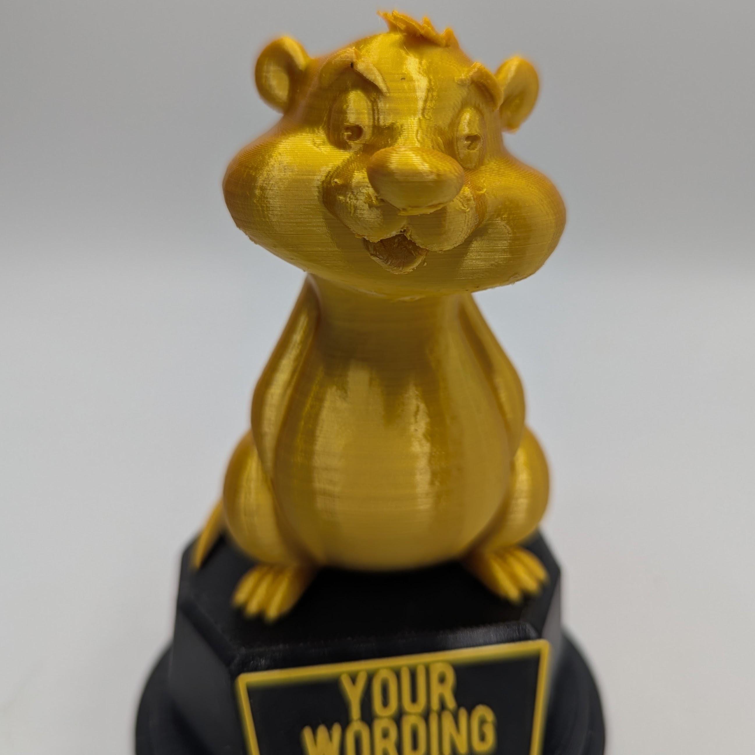 Personalised Gopher Trophy, Ground Squirrel Trophy, Gift for Gopher Lover, Custom Trophy Gift, Gopher Award, Office Trophy, Animal Lover