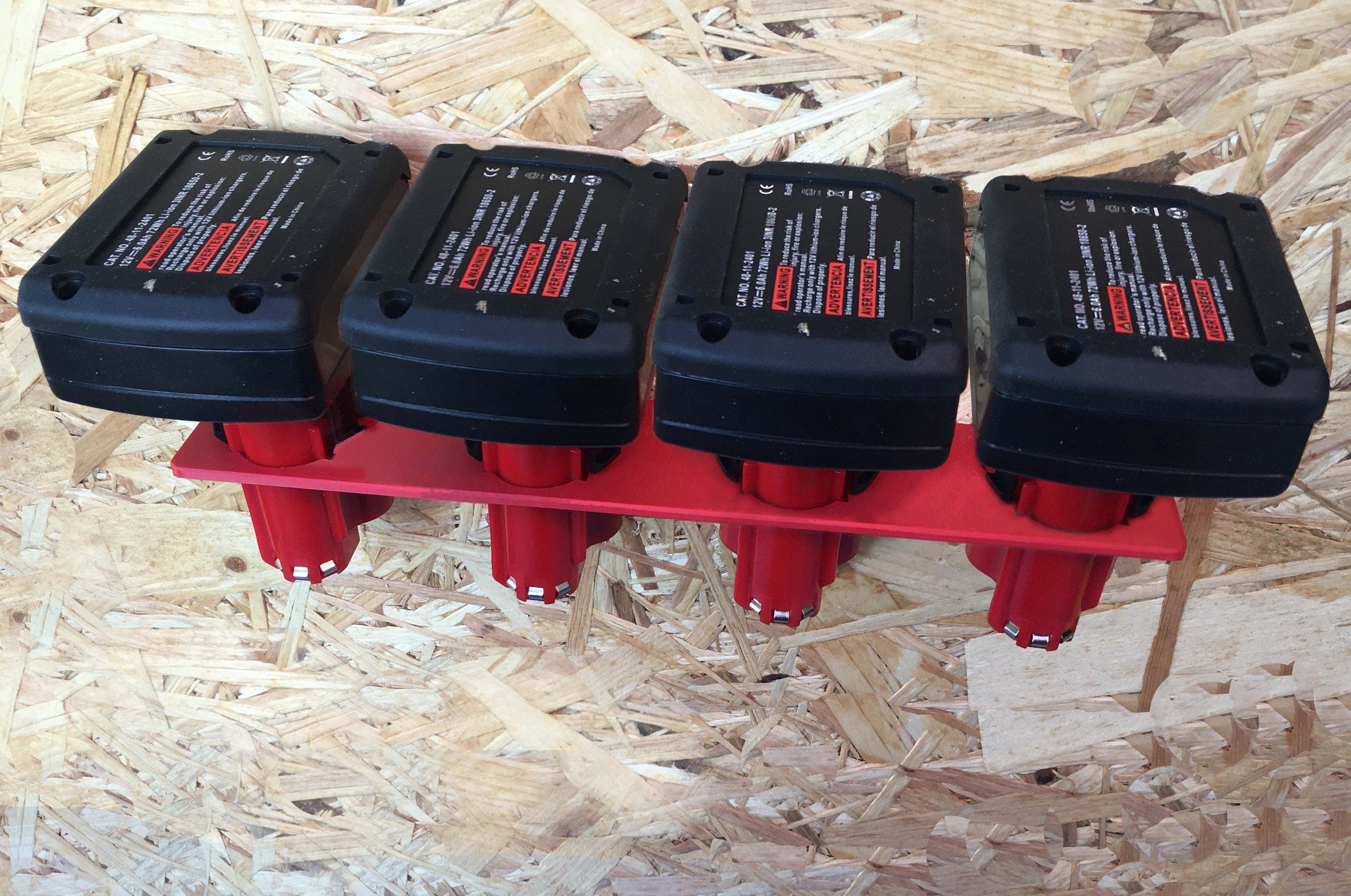 2, 3 or 4 Way Milwaukee M12 12V Battery Mount - Fits 3AH 4AH & 6AH Batteries / Milwaukee Battery Mount M12 / Milwaukee Mount for Batteries