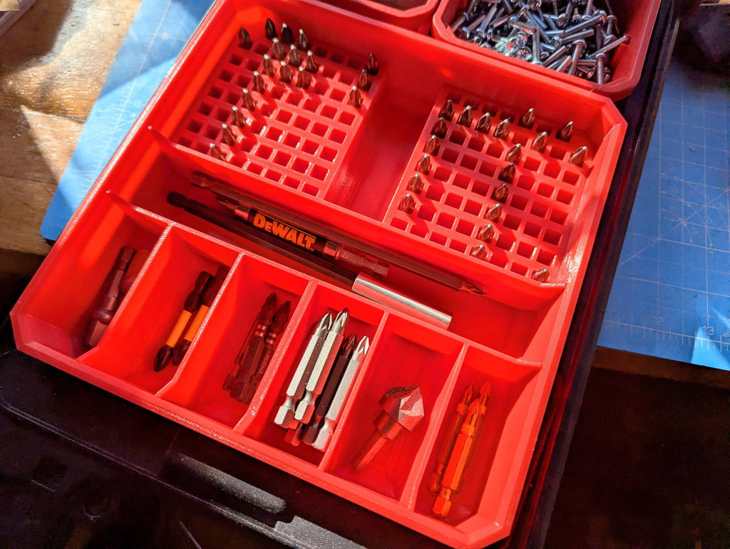 126 Hex Bit Holder and Extension Bit Organiser Insert for Milwaukee Packout Slim Low Profile Containers, Milwaukee Packout Storage Solution