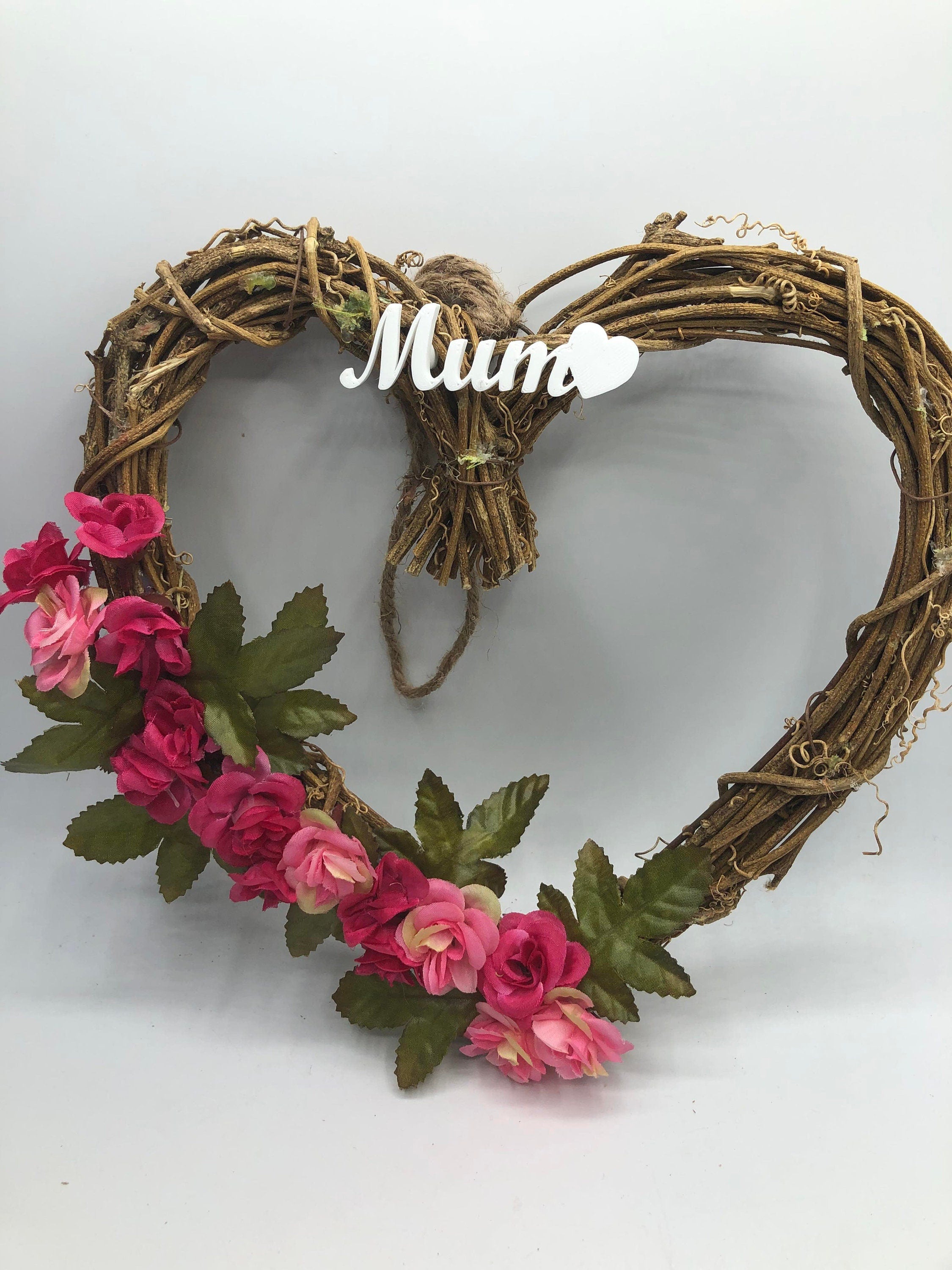 Heart Wreath Hanging Decoration, Beautiful Flower Heart Decoration, Heart Wreath, Carnation & Peony Flowers, Gift for Her, Gift for Friend