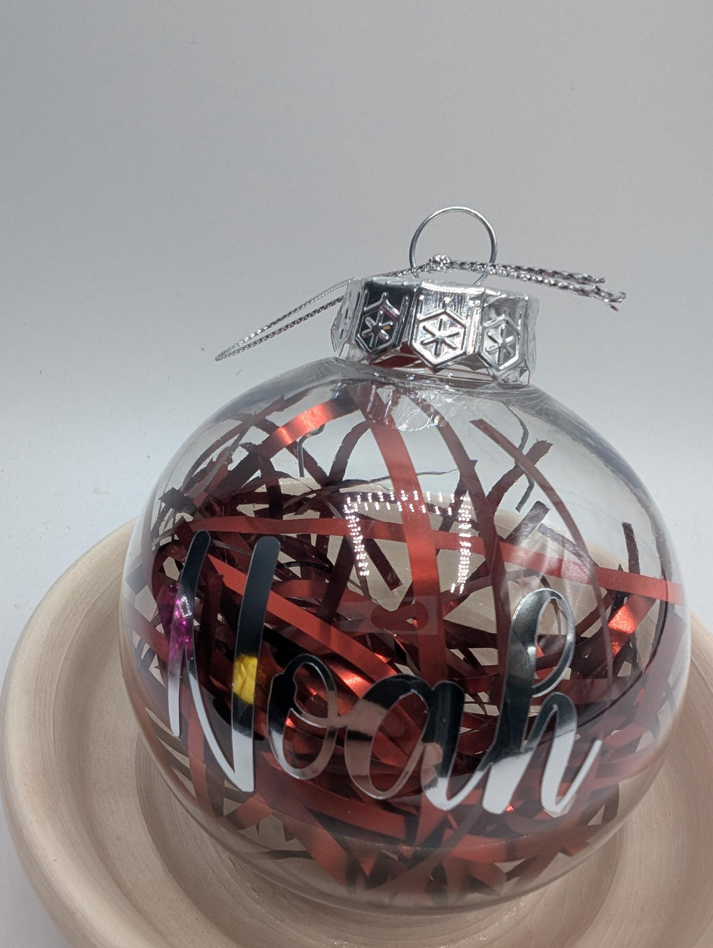 Personalised Tinsel Bauble, First Christmas, Custom Bauble, Memorial Bauble, Tree Custom Decoration, Personalised Christmas Ornament Gift