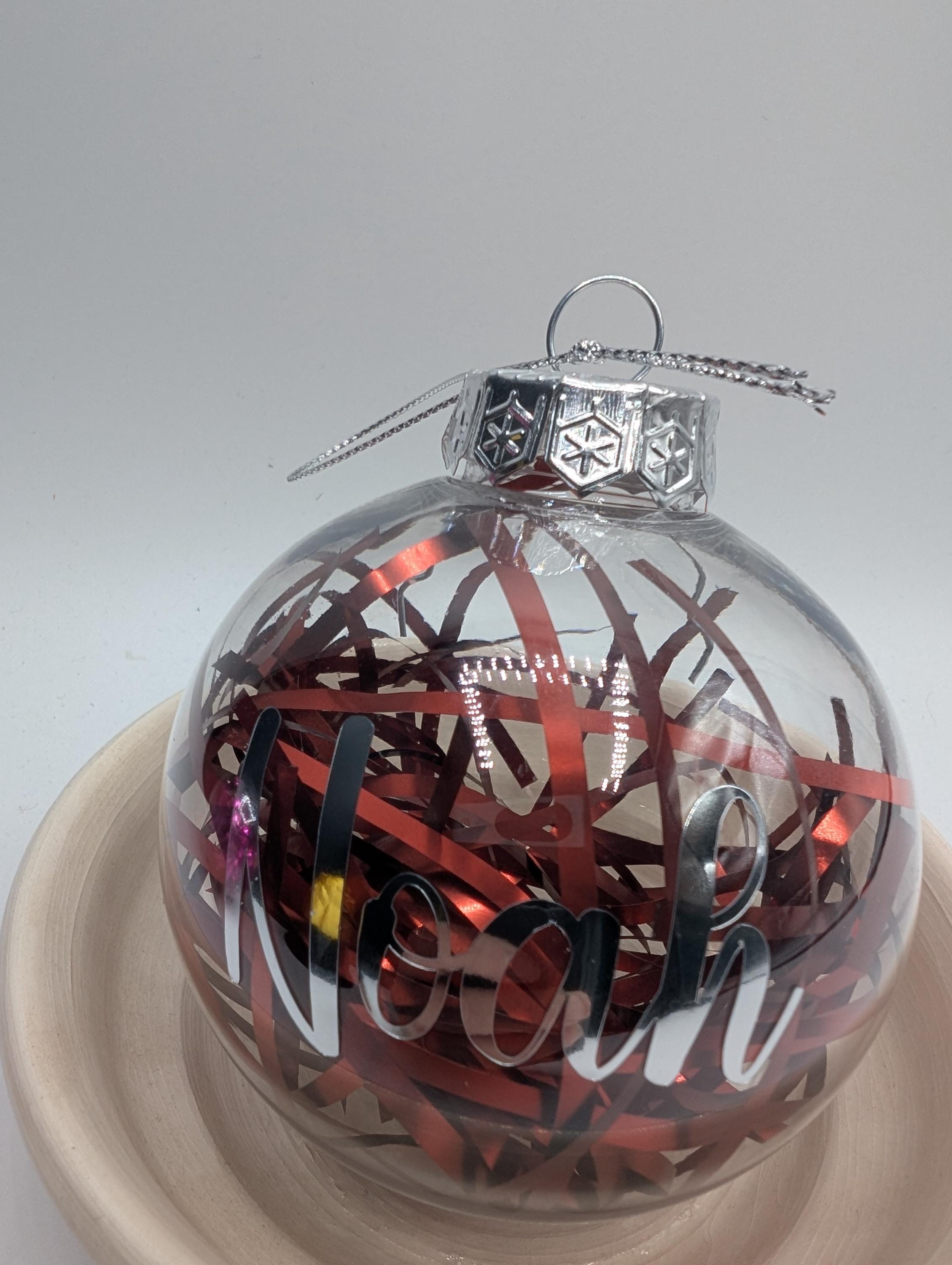 Personalised Tinsel Bauble, First Christmas, Custom Bauble, Memorial Bauble, Tree Custom Decoration, Personalised Christmas Ornament Gift