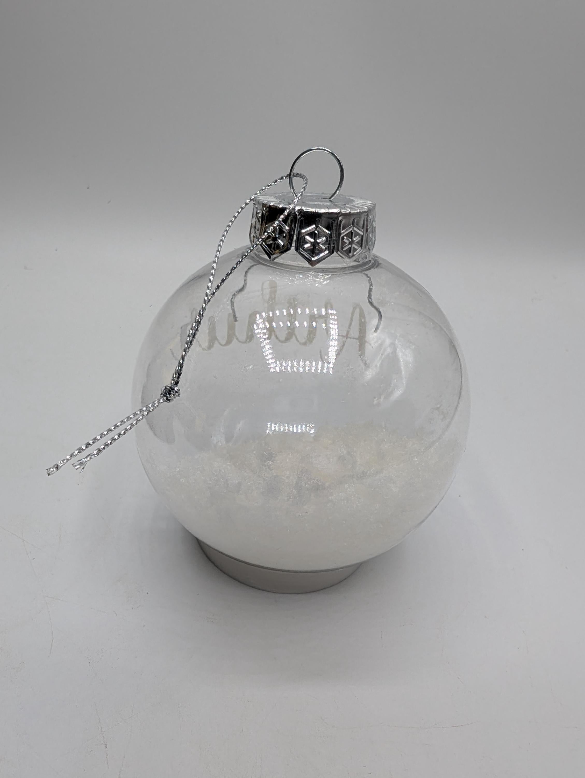 Personalised Snow Christmas Bauble, First Christmas, Custom Bauble, Memorial Bauble, Tree Custom Decoration, Personalised Christmas Ornament