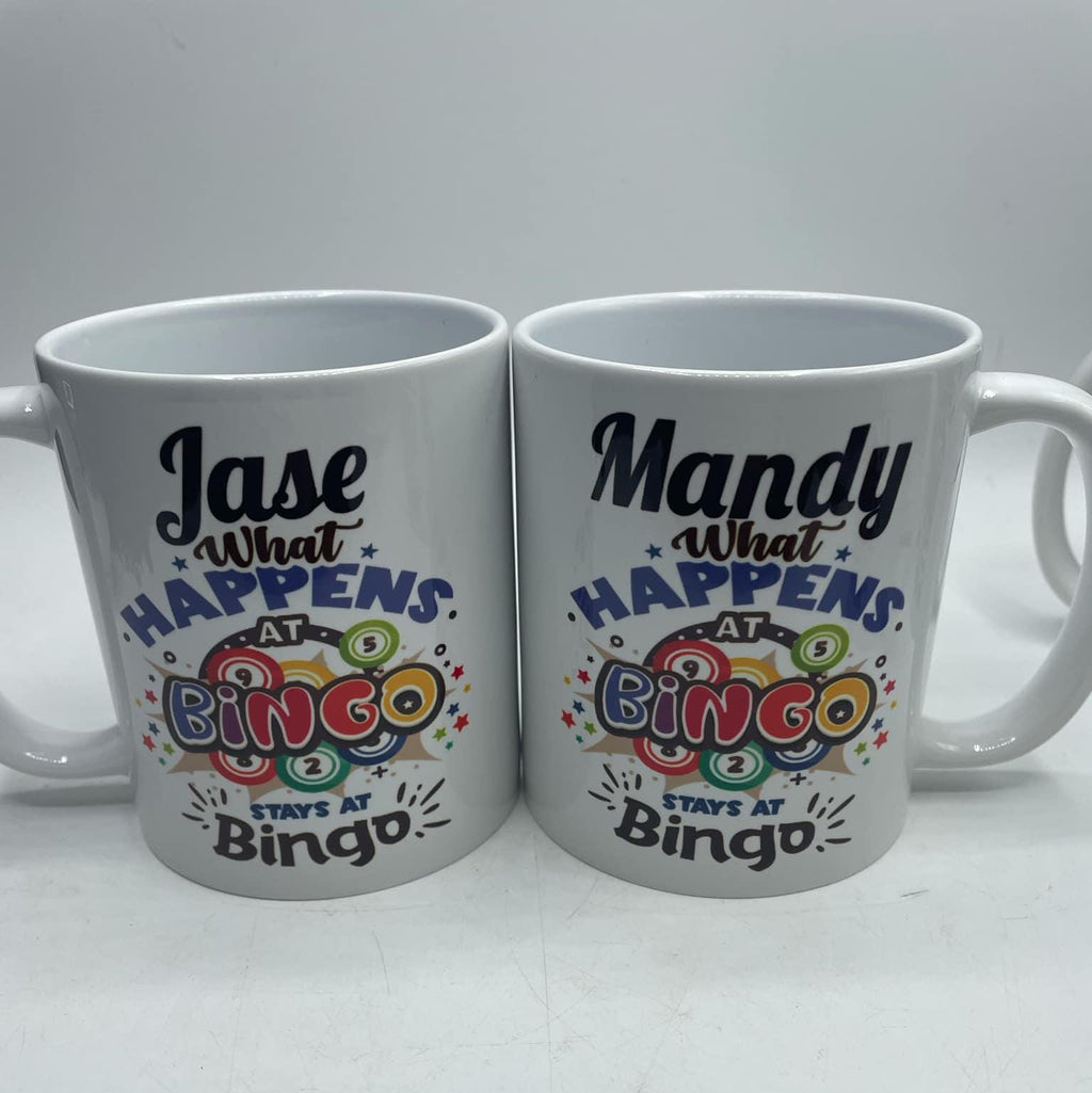 Personalised Bingo Mug / Funny Bingo Mug / What Happens at Bingo Mug / Gift for Bingo Player / Bingo / Gift for Bingo Lover / Bingo Gift