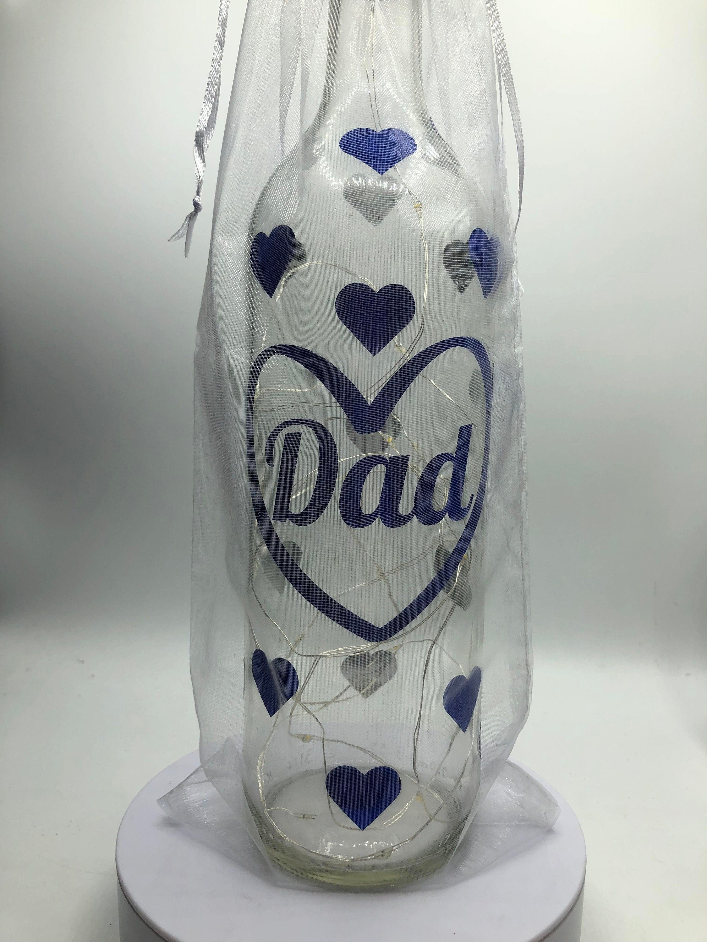 Dad Hearts LED Light Up Glass Bottle / Gift for Dad for Fathers Day / Fathers Day Gift / Gift for Dad's Birthday / Dad Christmas Gift / Dad
