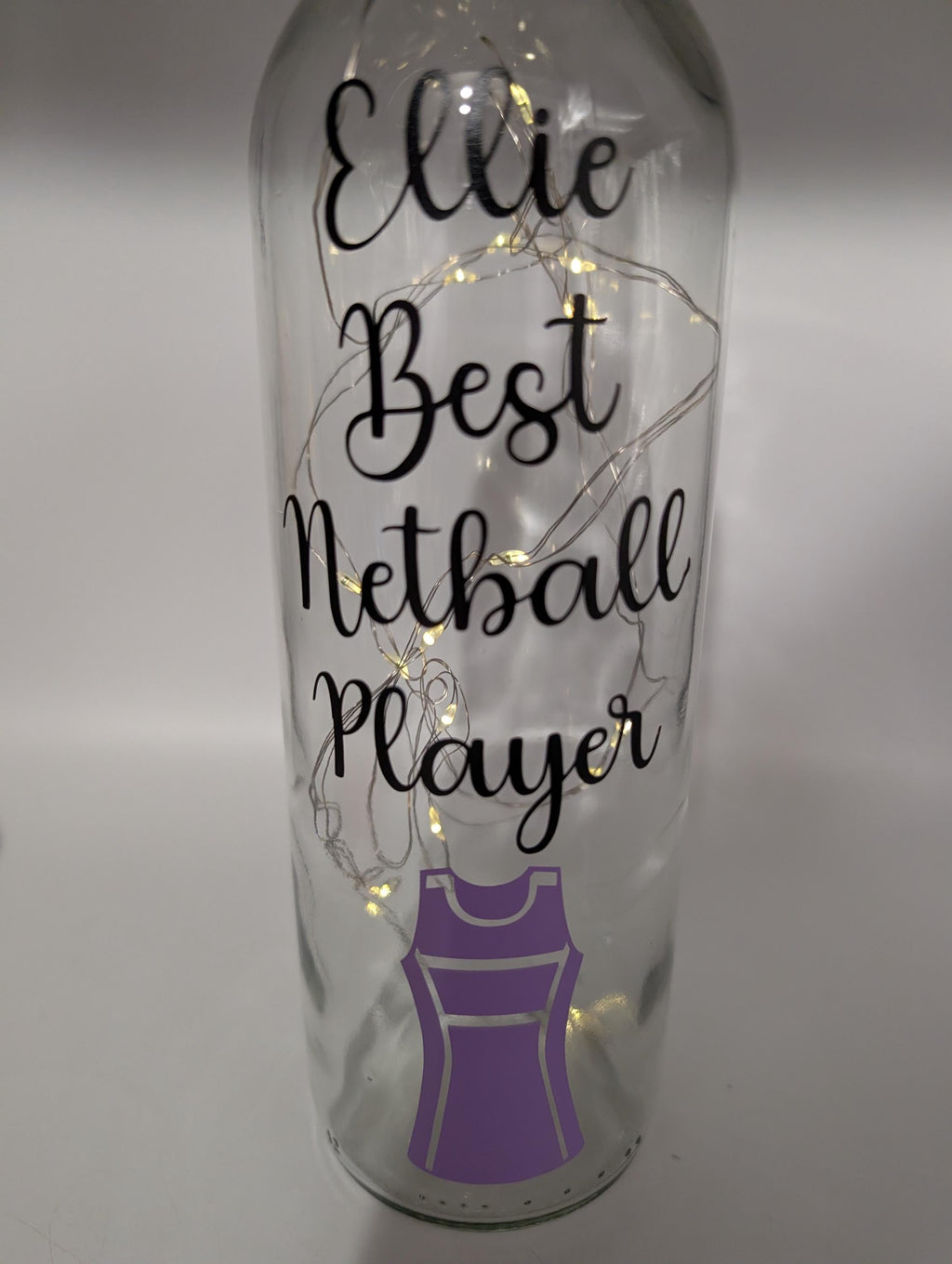 Personalised Netball Light Up Bottle, Personalised Netball Gift, Netball Home Decor Gift, Netball Team Gift, Netball Player Gift