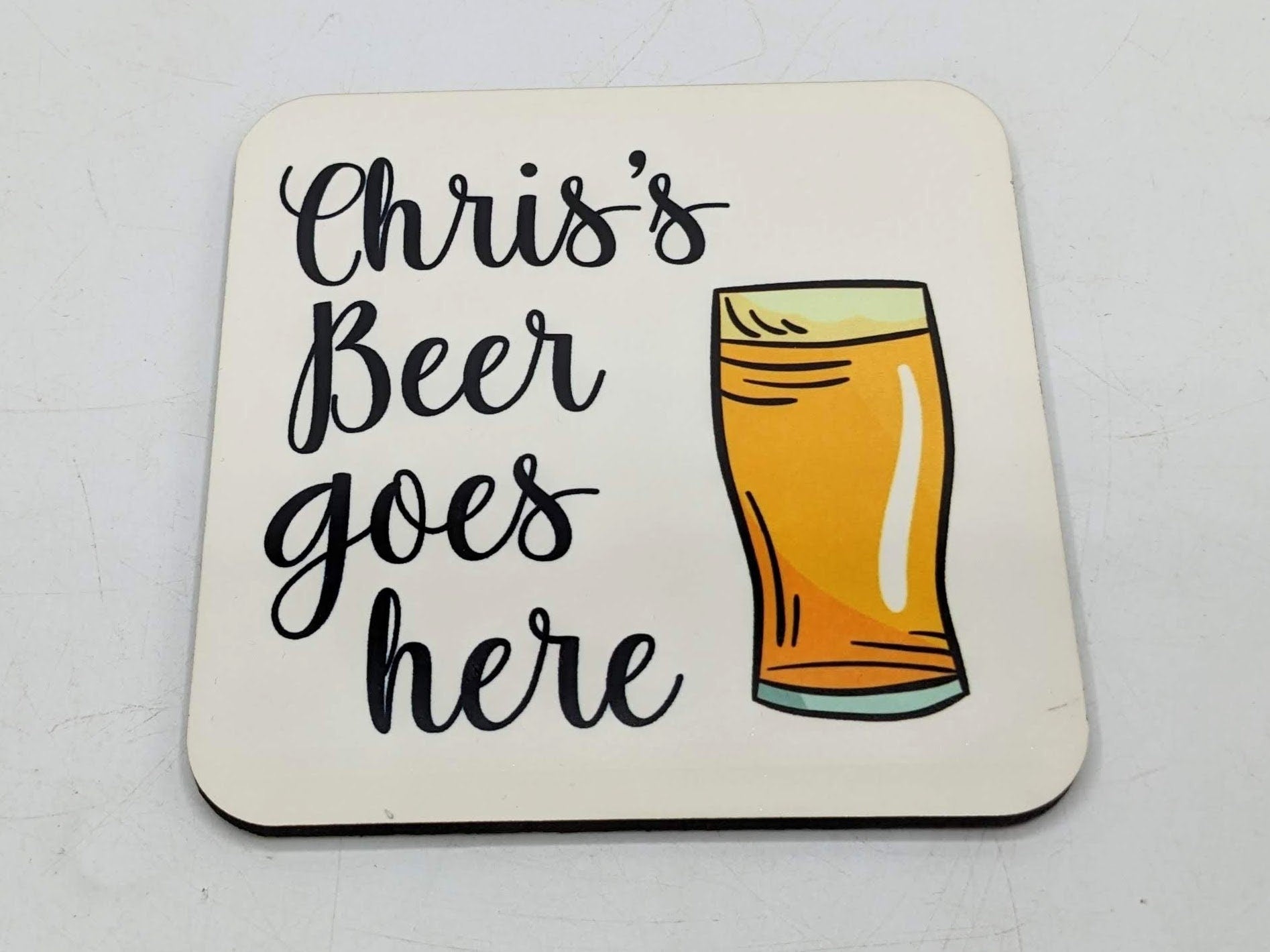 Personalised Drink Coaster, Your Name and Drink, Personalise Favourite Drink, Wedding Gift, Christmas Gift, Stocking Filler, Drink Mat Gift