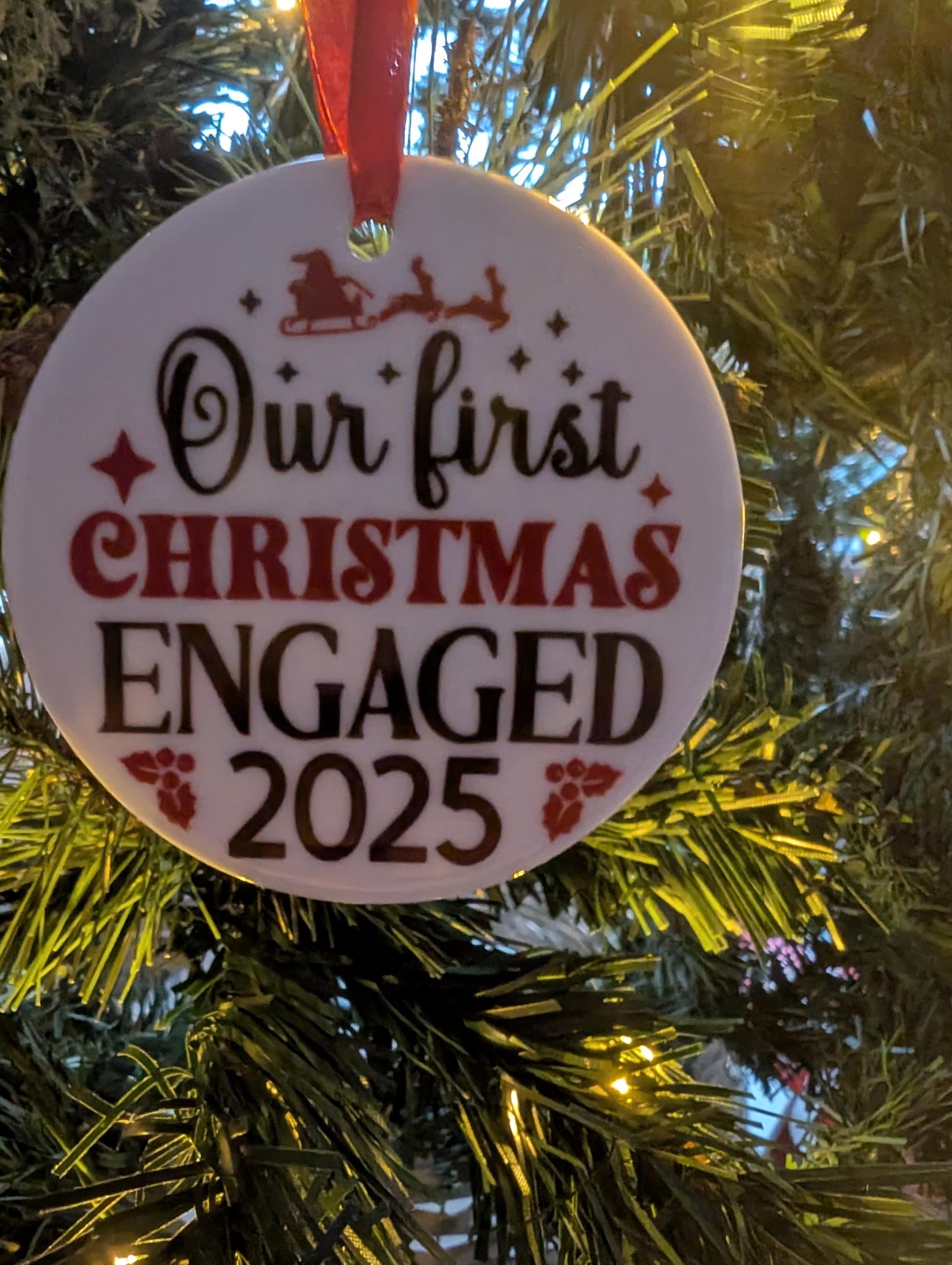First Christmas Engaged Bauble, Engagement Bauble, Couple Christmas Gift, Engagement Gift,   Our First Christmas, Recently Engaged Christmas