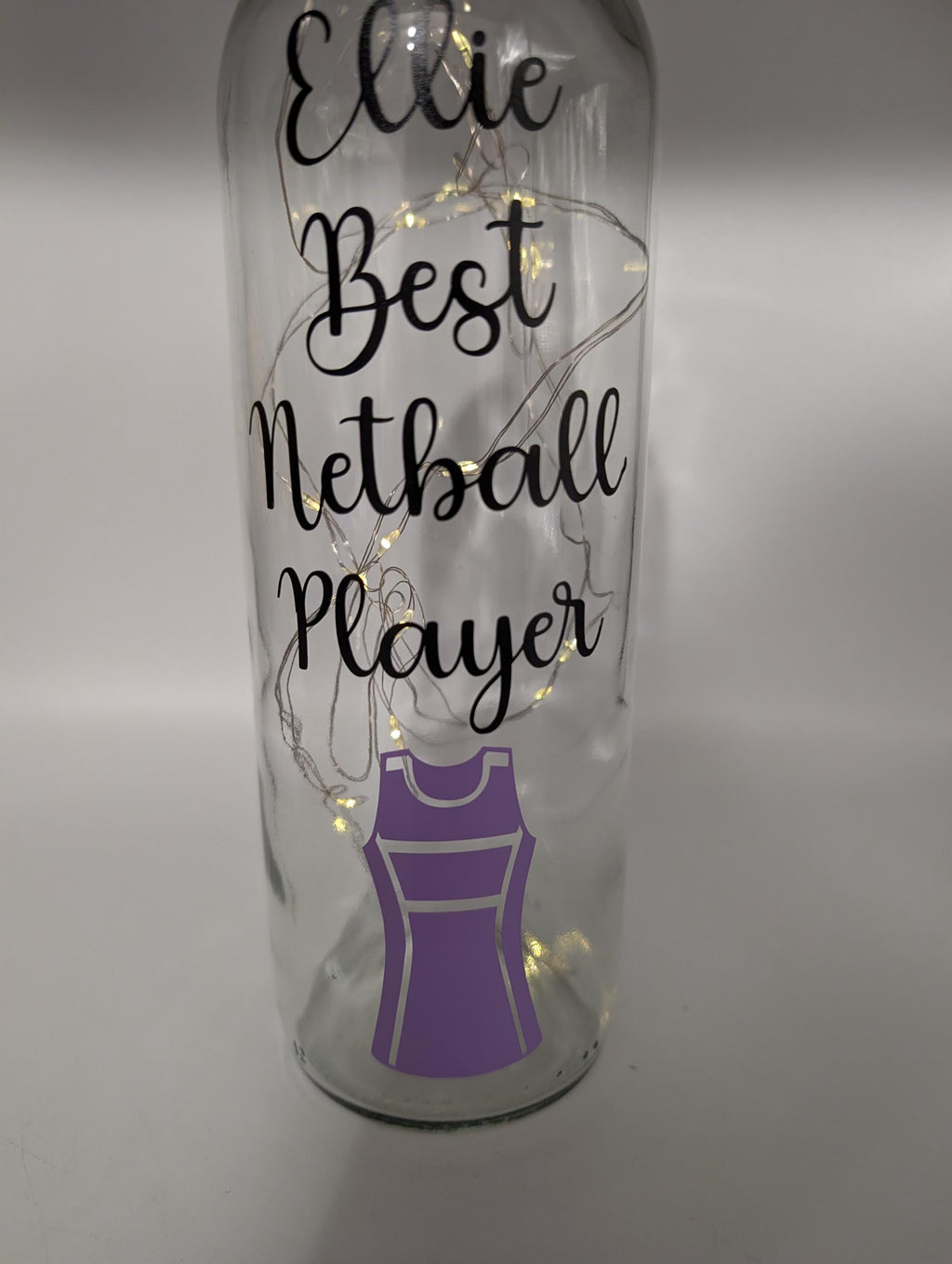 Personalised Netball Light Up Bottle, Personalised Netball Gift, Netball Home Decor Gift, Netball Team Gift, Netball Player Gift