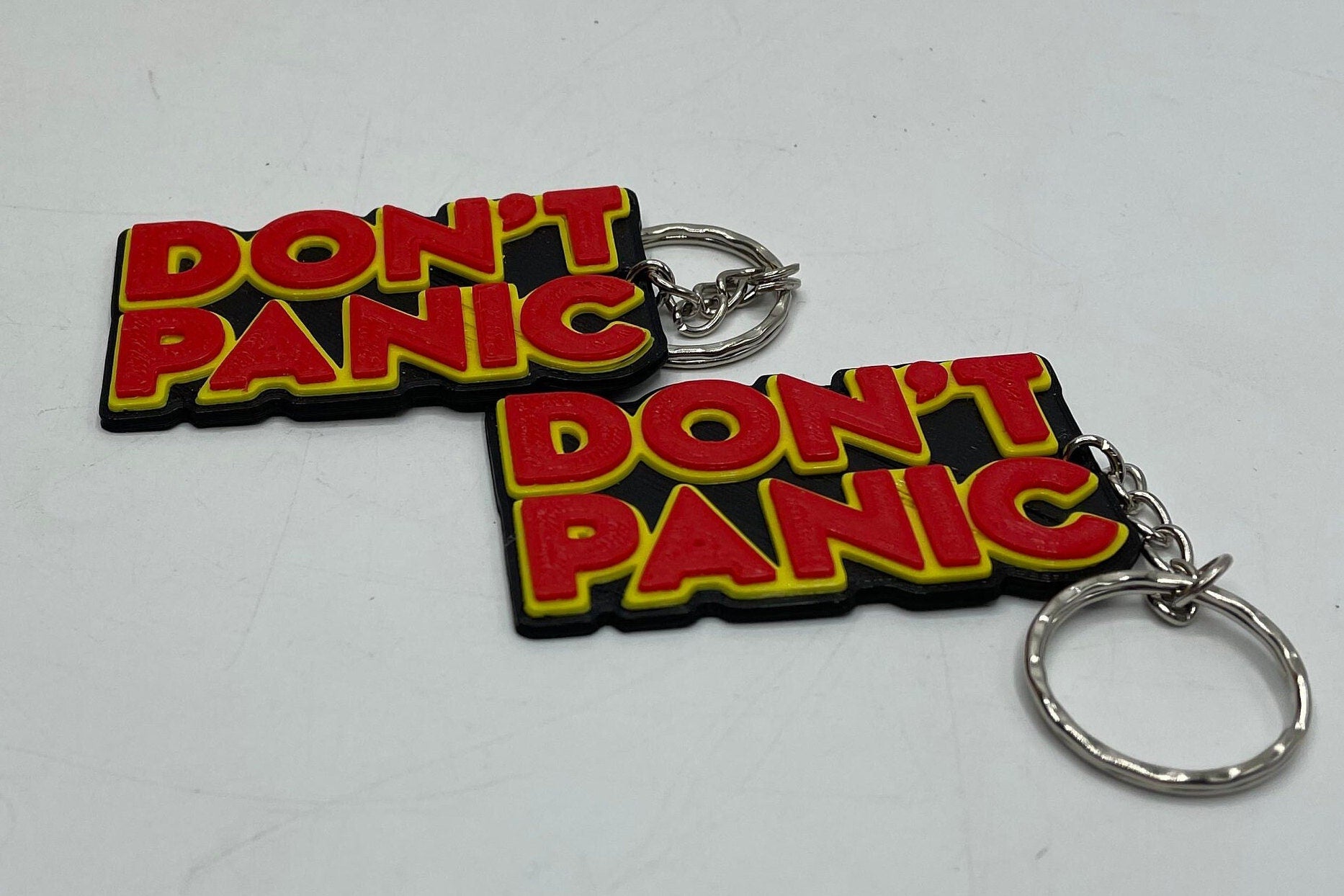 Don't Panic Bag Tag / Novelty Keyring / Don't Panic Wording Keyring / Funny Keyring / Novelty Don't Panic Keyring / Don't Panic Bag Tag Gift