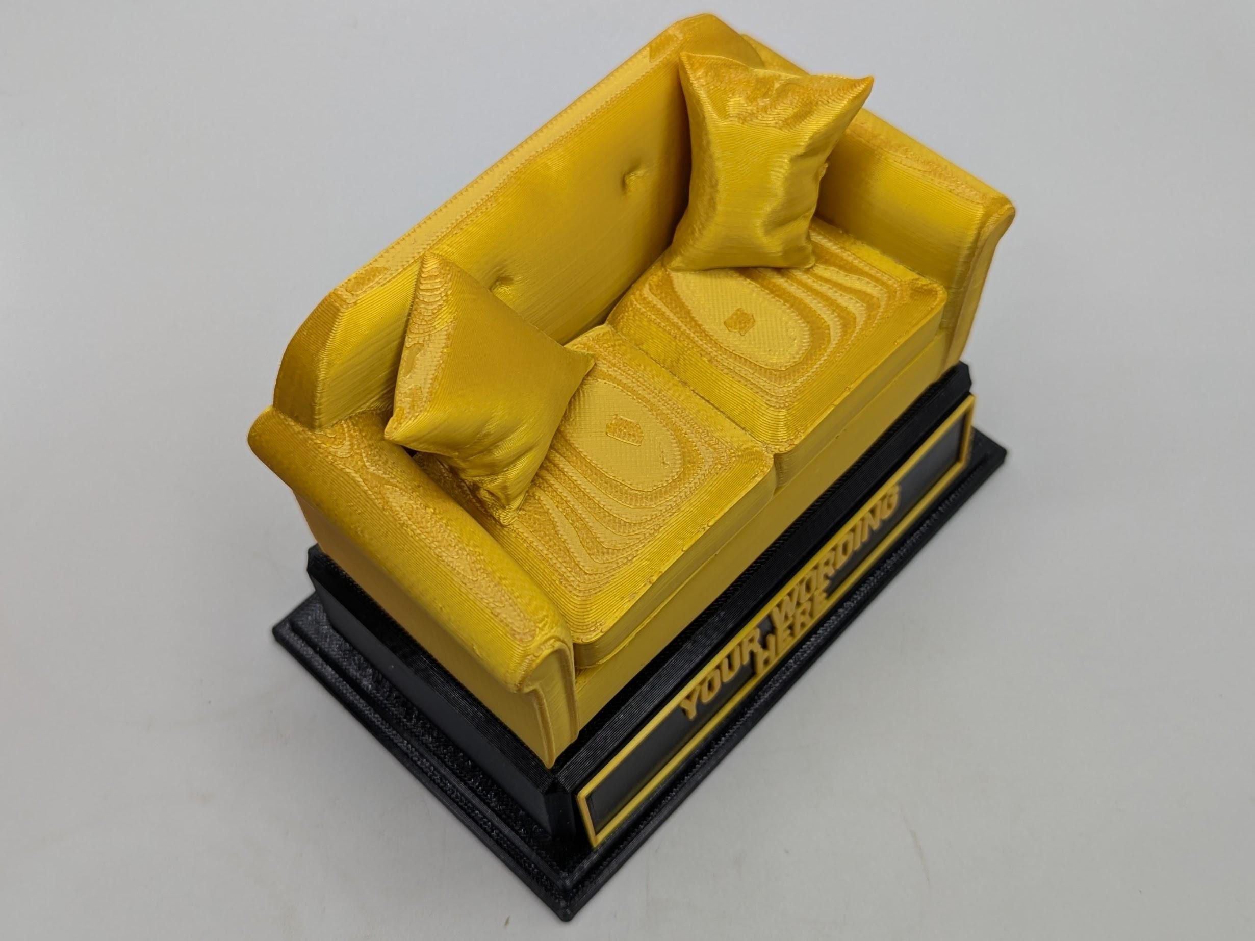 Personalised Sofa Trophy, Settee Shape Gift, Sofa Award Gift, Couch Trophy, Custom Sofa Award, Sofa Surfer Gift, Lazy Award Gift, Settee