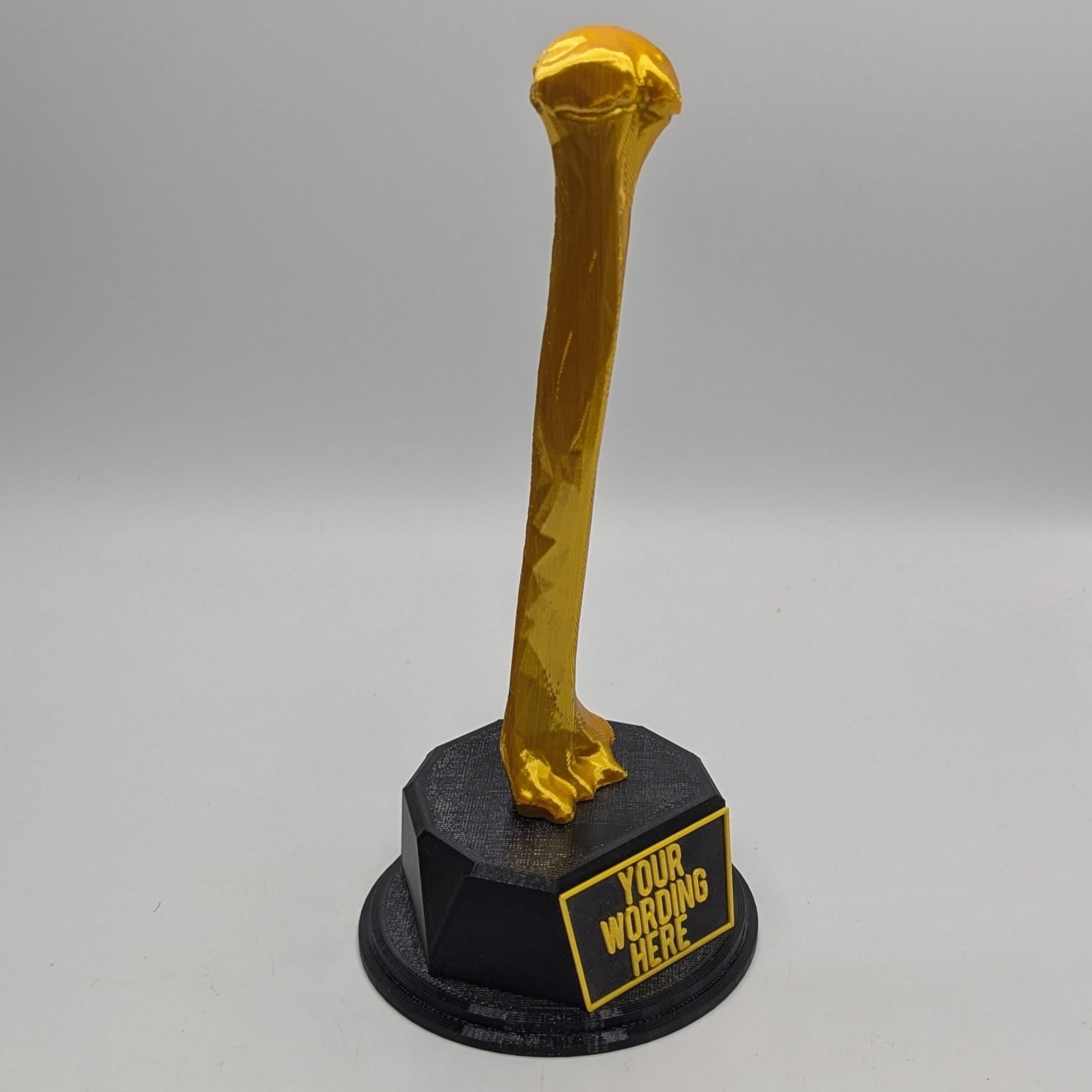 Personalised Humerus Bone Trophy, Humerus Bone Award Trophy, Bone Award Trophy, Custom Trophy Gift, Doctor Trophy Award, Skeleton Award